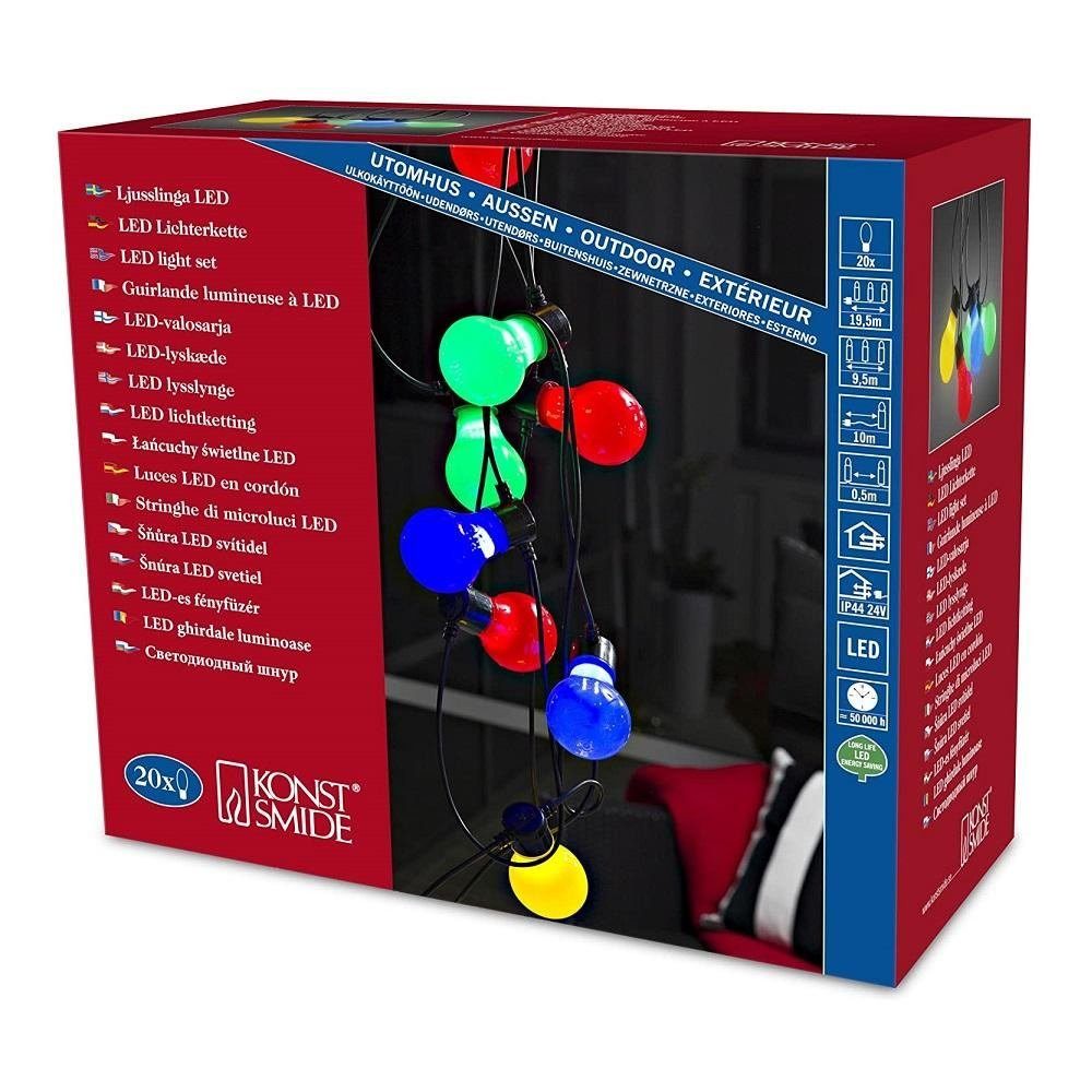 KONSTSMIDE LED-Lichterkette 2389-520 Biergartenkette bunt 20 Birnen 160ww LED