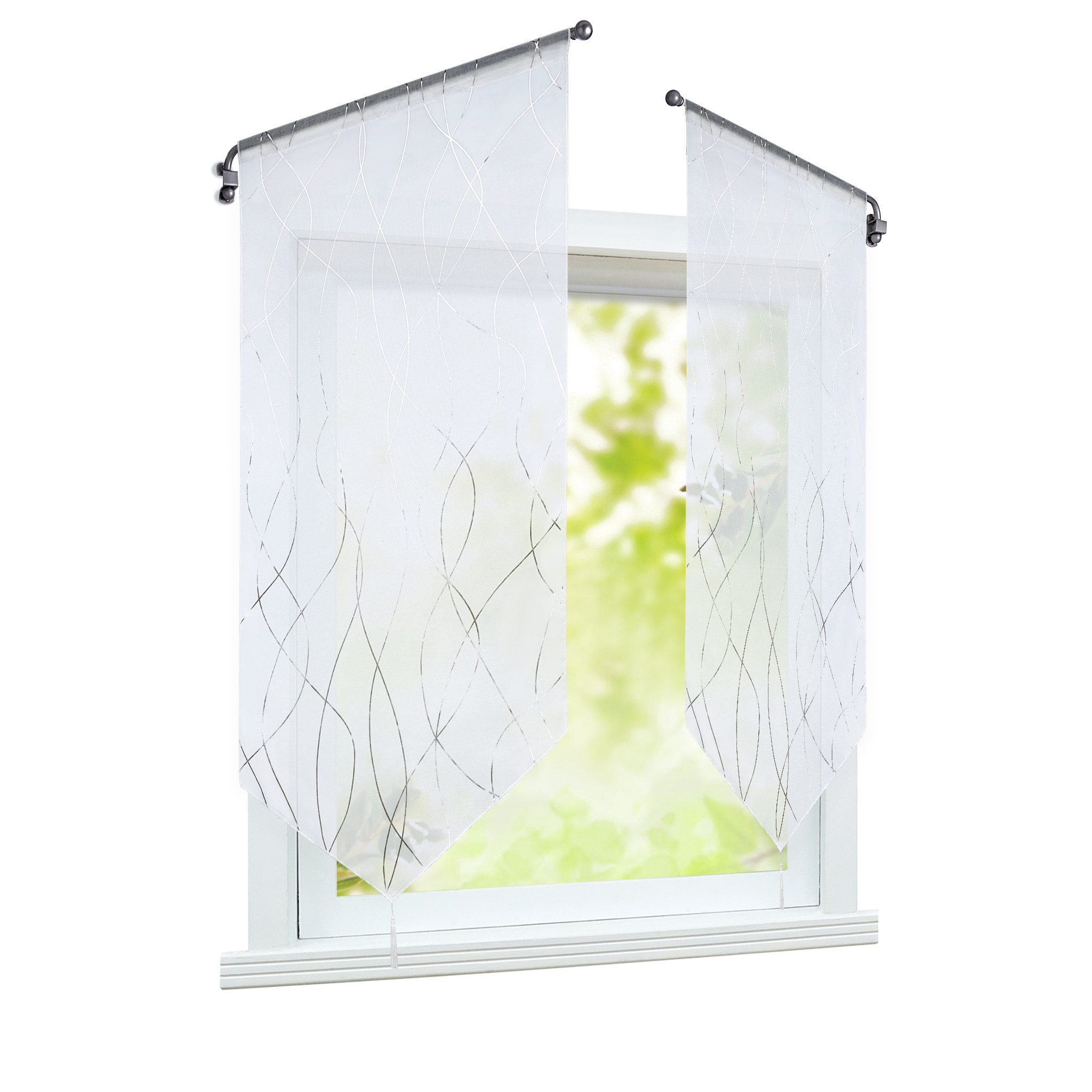 Joyswahl Panneaux (1 St), Stangendurchzug, transparent, Voile Scheibengardine Kurzstores Türgardine mit Quaste