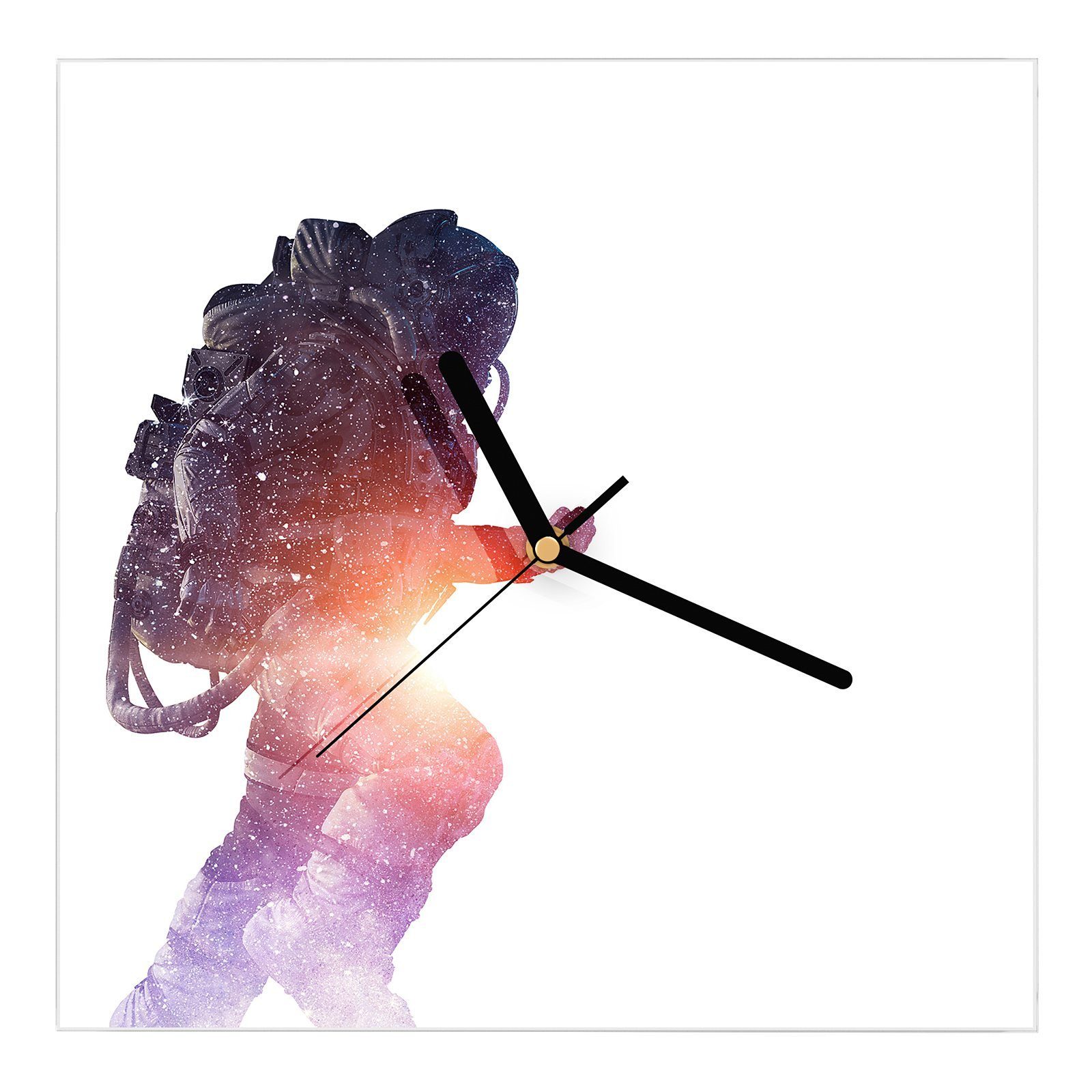 Primedeco Wanduhr Glasuhr Wanduhr beleuchtet Astronaut x Größe mit 30 Motiv 30 Wandkunst cm