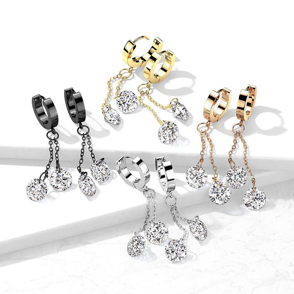 Order & Smile Schmuck Paar Ohrhänger Lange Ohrringe Zirkonia