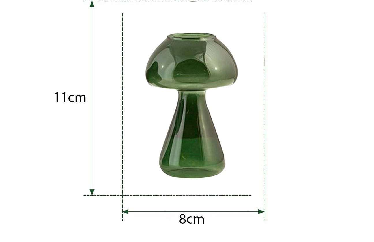 WestCraft Dekovase kleine Pilz Glasvasen für Trockenblumen Einzelblumen Mini Glas Vase (1 St), für dekorative Tischdekoration zuhause auf dem Tisch oder Fensterbank