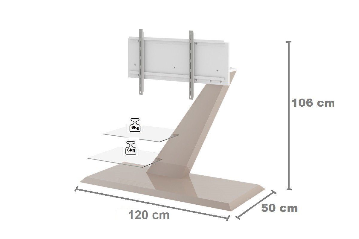 Design designimpex TV-Halterung Grau TV TV-Rack Hochglanz Rack Möbel TV HZ-111 Anthrazit / Hochglanz Fernsehtisch