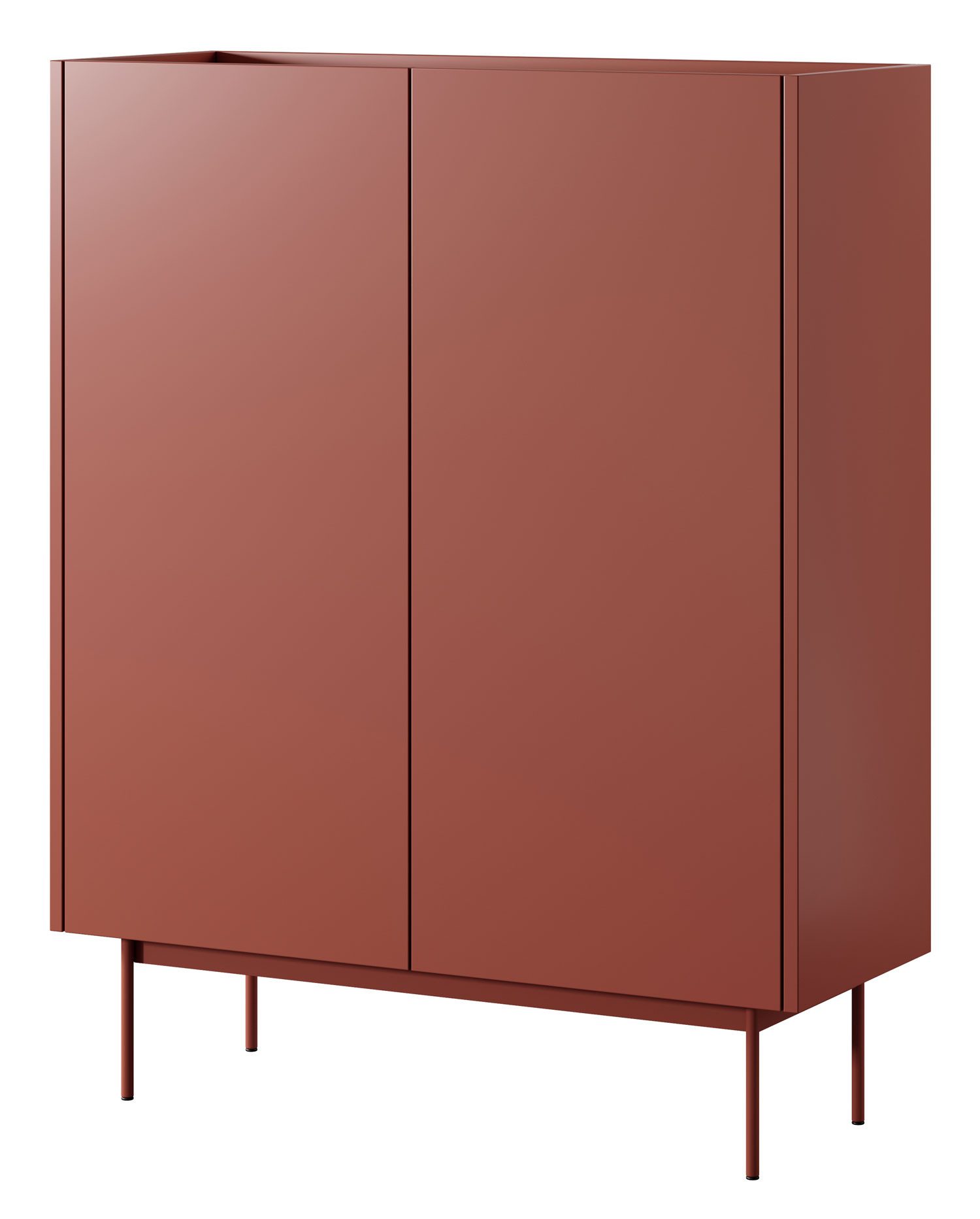 Feldmann-Wohnen Highboard Color (Color, 1 St., Highboard), 97x37x122cm Keramikrot, Eiche Linea, grifflos