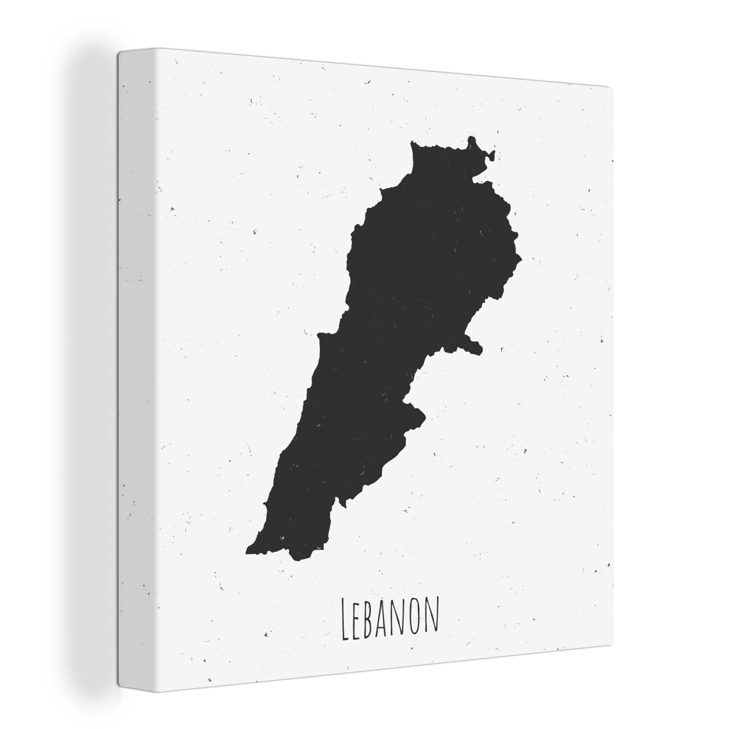 OneMillionCanvasses® Leinwandbild Illustration einer schwarzen Karte des Libanon, (1 St), Leinwand Bilder für Wohnzimmer Schlafzimmer