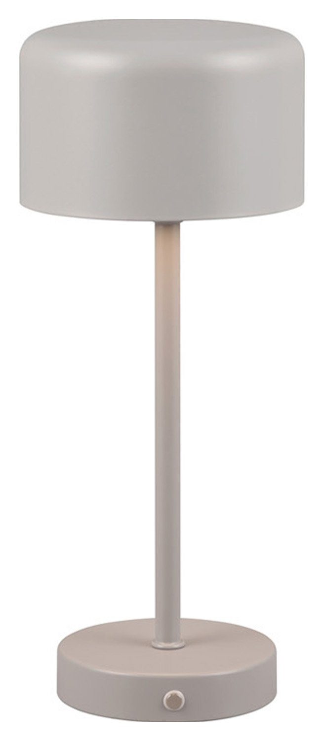 Reality Leuchten LED Tischleuchte JEFF, 1-flammig, H 30 cm, Grau,  Kunststoff, Akkubetrieben, Dimmfunktion, USB-Port, LED fest integriert,  Warmweiß, 4-stufiger Touchsensor, wiederaufladbarer Akku mit USB-C Anschluss