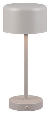 Reality Leuchten LED Tischleuchte JEFF, 1-flammig, H 30 cm, Grau, Kunststoff, Akkubetrieben, Dimmfunktion, USB-Port, LED fest integriert, Warmweiß, 4-stufiger Touchsensor