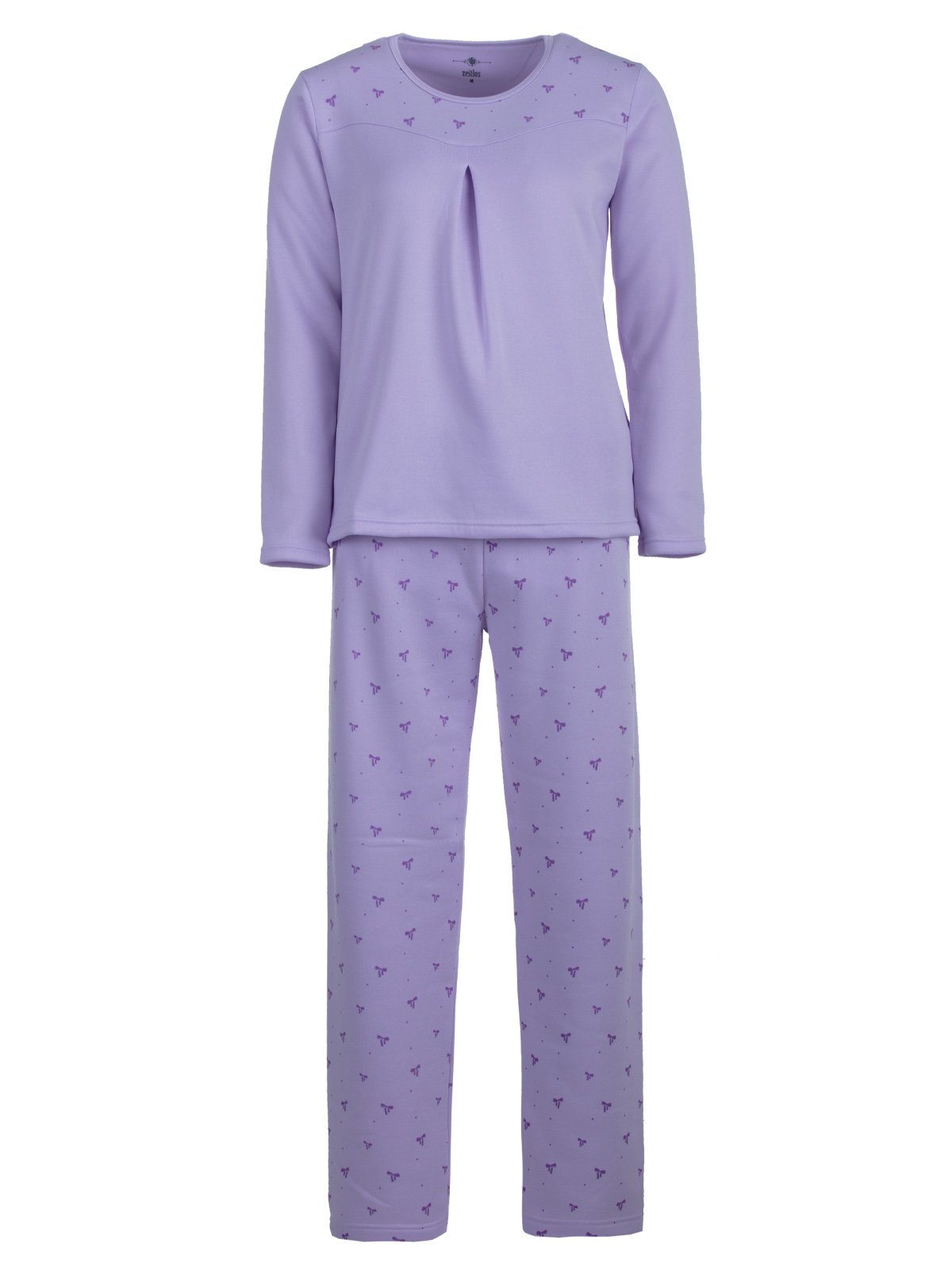 Lucky Schlafanzug Pyjama Set Thermo - Spitzendruck Schleife flieder