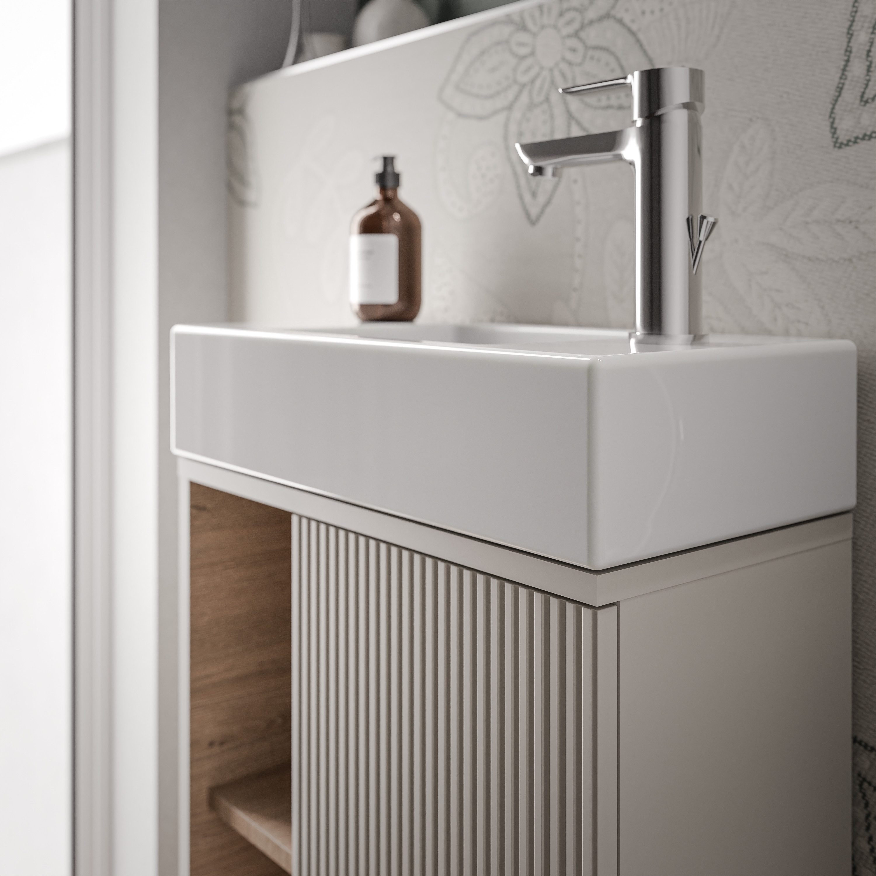 Bernstein Badmöbel-Set BELDIVO, (Set, Waschtischunterschrank 50 cm mit Waschbecken), Türanschlag rechts - Farbe wählbar - matt