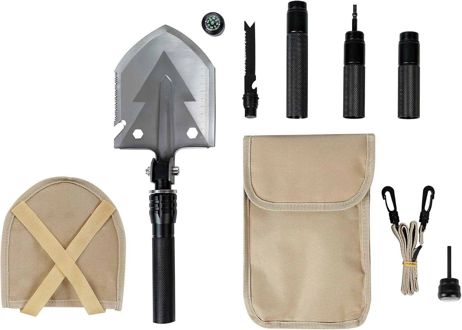 SHOV Multitool Survival Set, (Survival-Set, 1 St., Multifunktionswerkzeug mit mehreren integrierten Funktionen), für Camping Garten Outdoor Wandern Angeln oder für Abenteuer Reisen