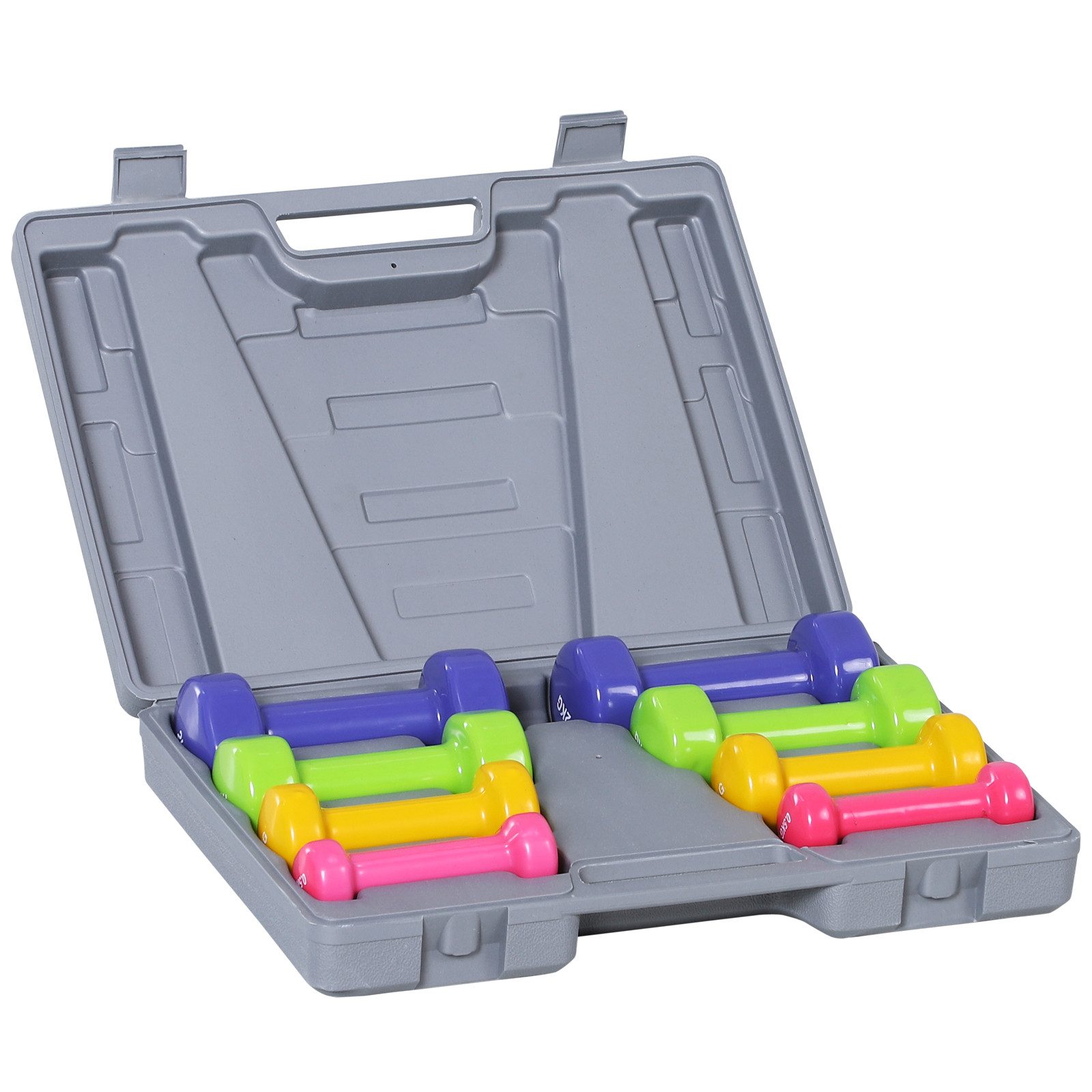 Fine Life Pro Kurzhantel Hantelset Kurzhantel Set mit Koffer, (4 Hantelpaare (0,5 kg, 1 kg, 1,5 kg, 2 kg), – tragbar für Zuhause und Fitnessstudio, Eisen-Kunststoff-Mischung