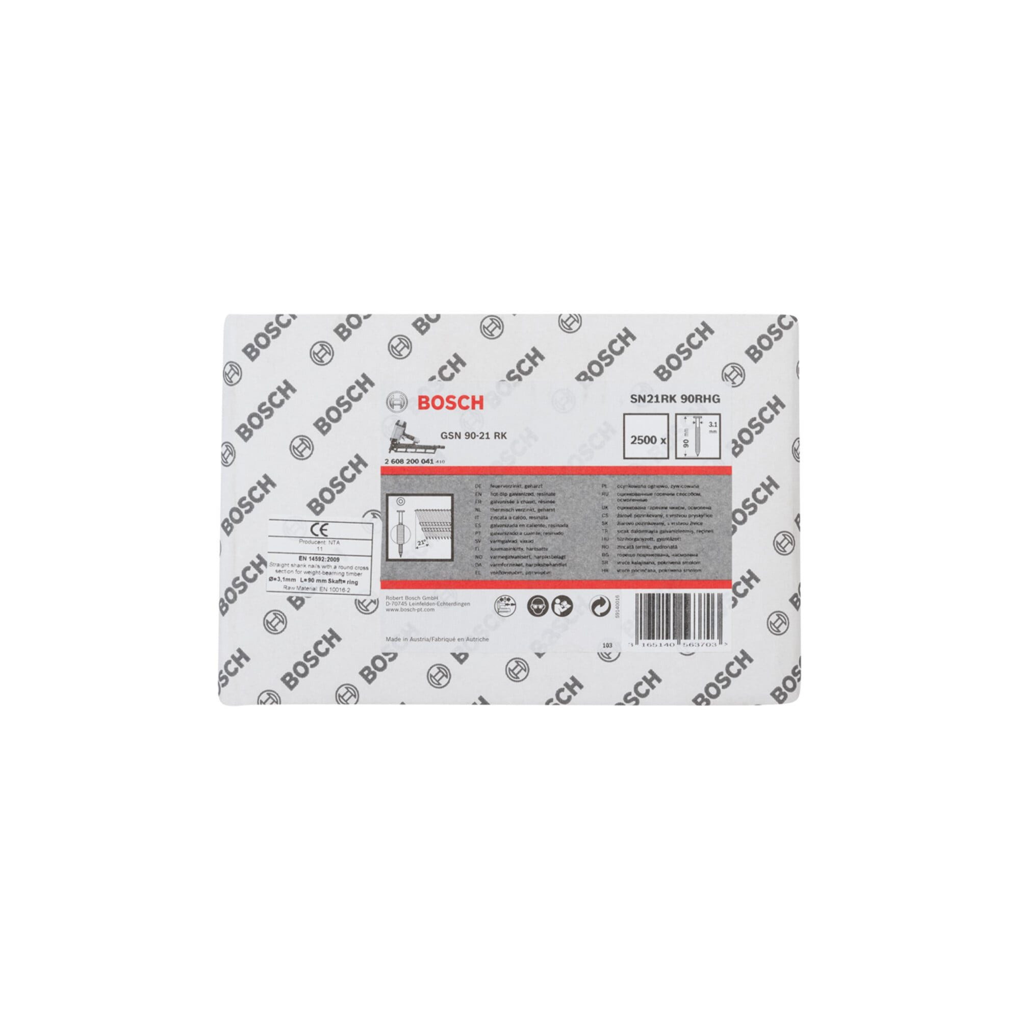 Bosch Professional Stahlnagel Bosch Rundkopf-Streifennagel SN21RK 90RHG 3,1 mm 90 mm feuerverzinkt g
