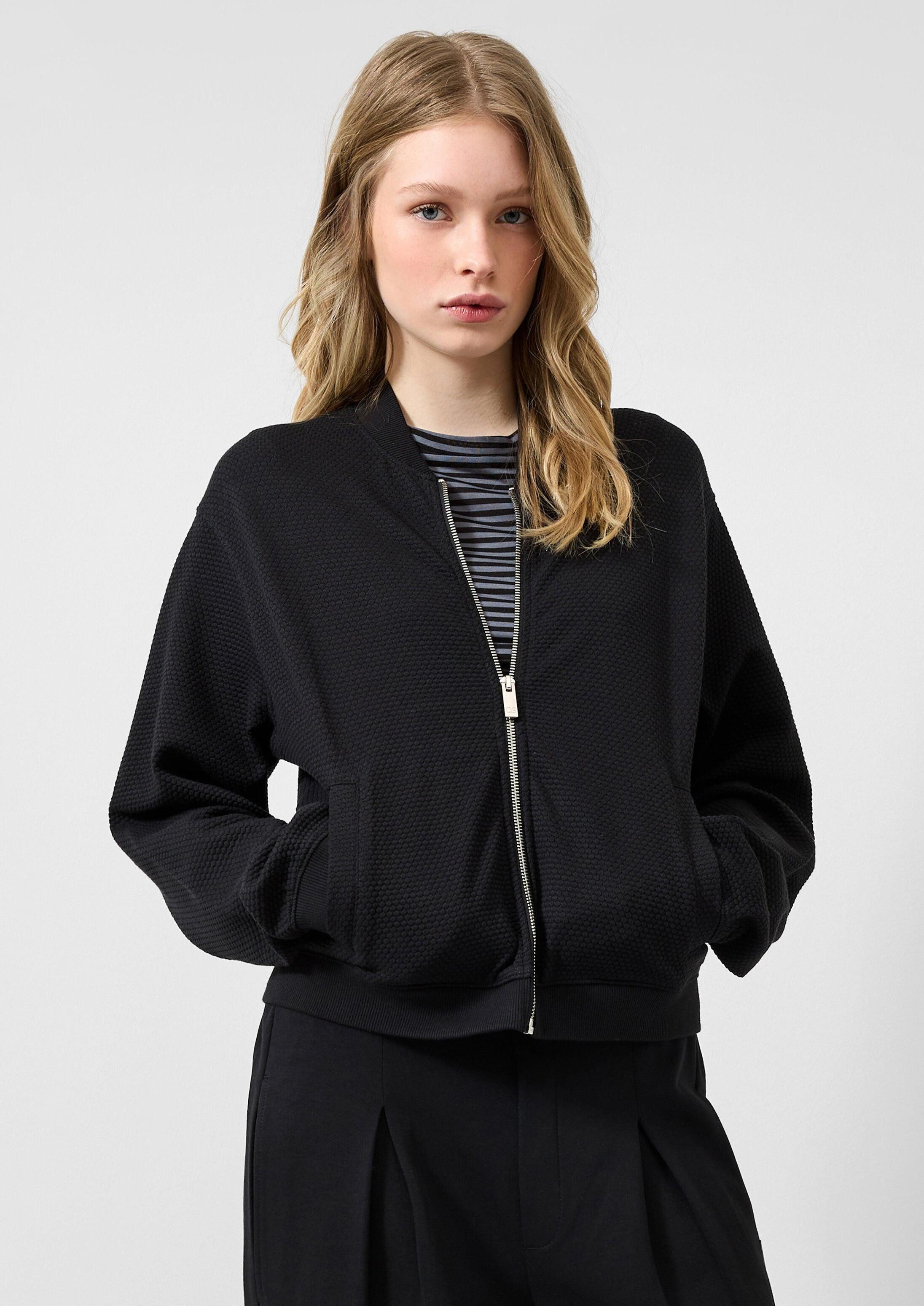 QS Sweatjacke Sweatshirt Strukturierter Sweatblouson