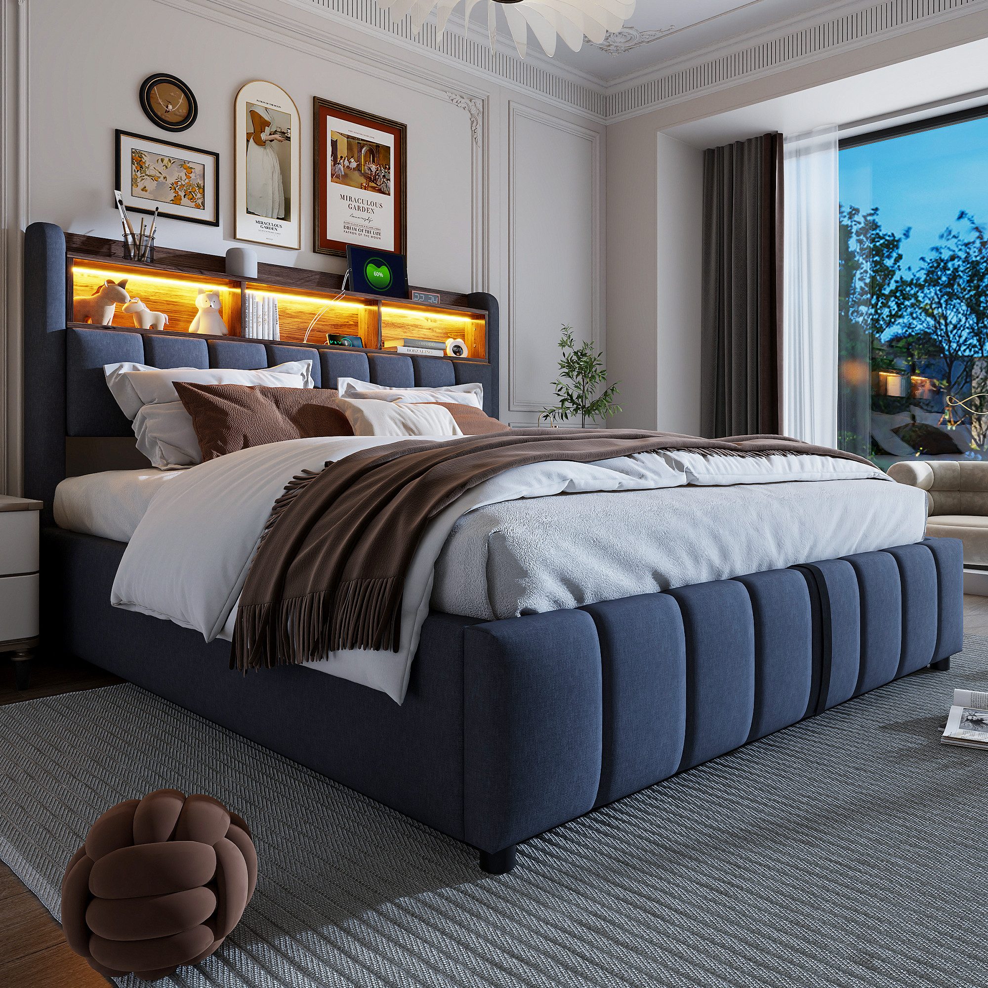 Merax Polsterbett mit hydraulischem Stauraum (215 x 180 x 111 cm, 1-tlg., L günstig online kaufen