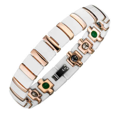 Lunavit Armband Lunavit Magnet Armband Titan Jade weiß-rosé, magnetschmuck