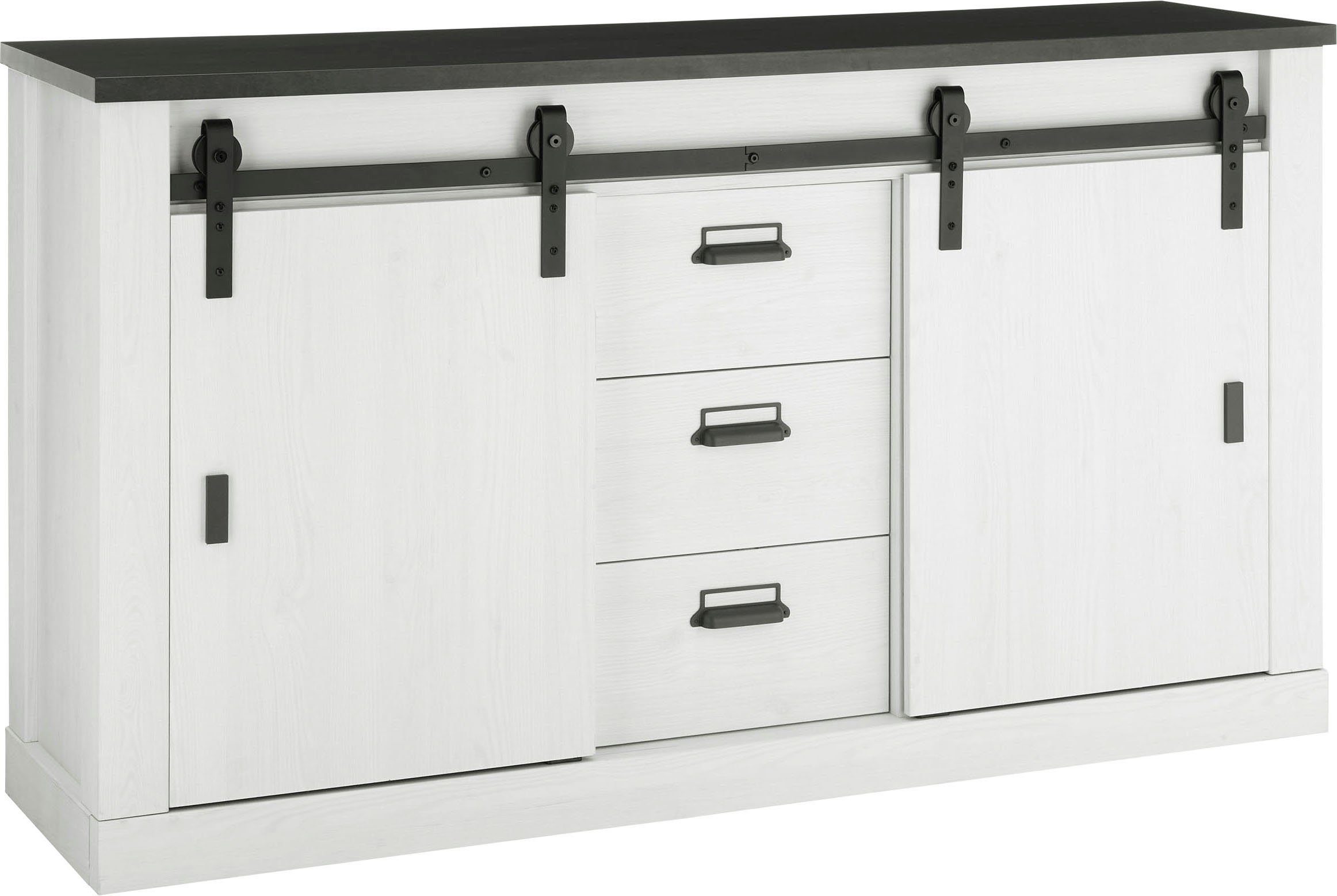 Home affaire Sideboard "SHERWOOD" Holz Dekor, mit Scheunentorbeschlag und A günstig online kaufen