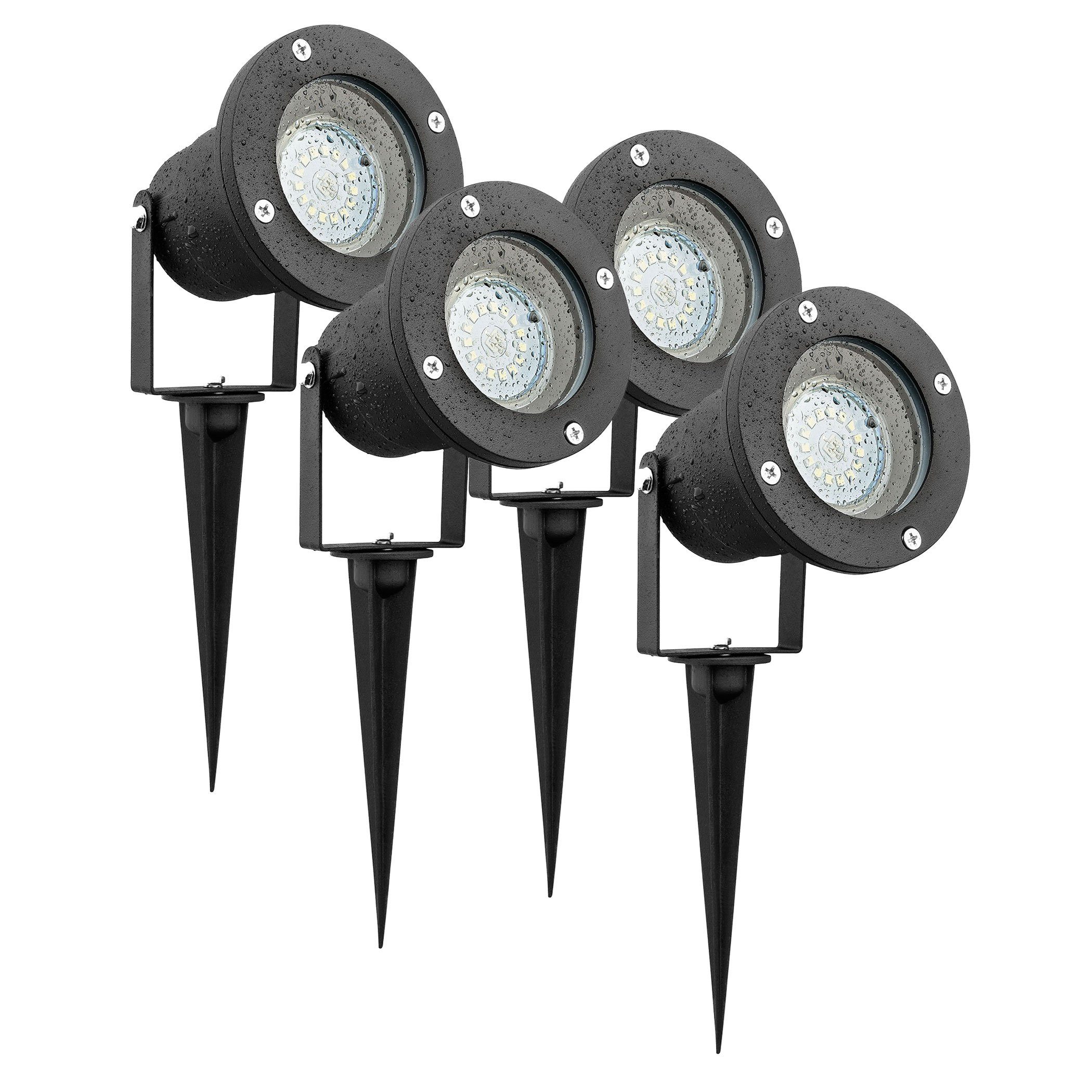 Außen-Wandleuchte LED Gartenleuchte Erdspieß IP65 schwenkbar GU10 3,5W 300lm kaltweiß