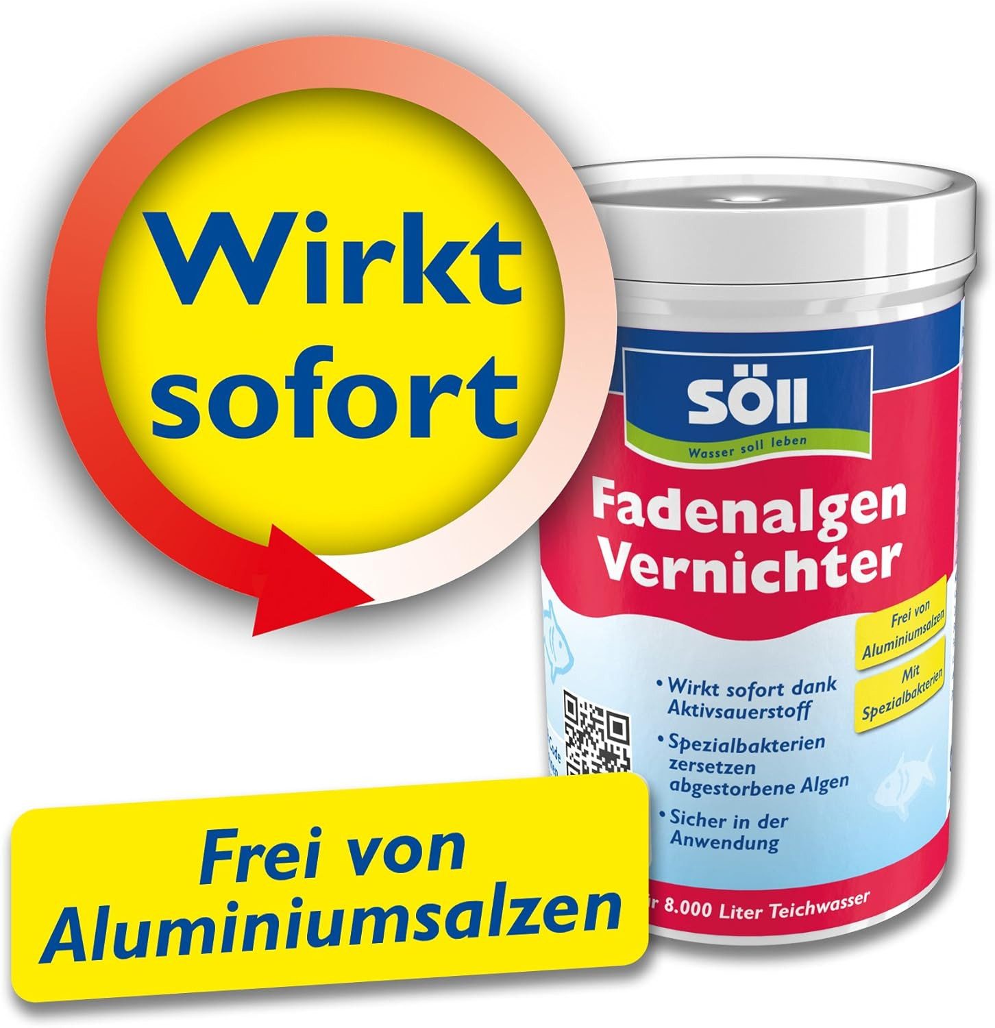 SÖLL Algenbekämpfung Söll Algenentferner 1 Kg Fadenalgen Vernichter für 32 Qbm Teichwasser