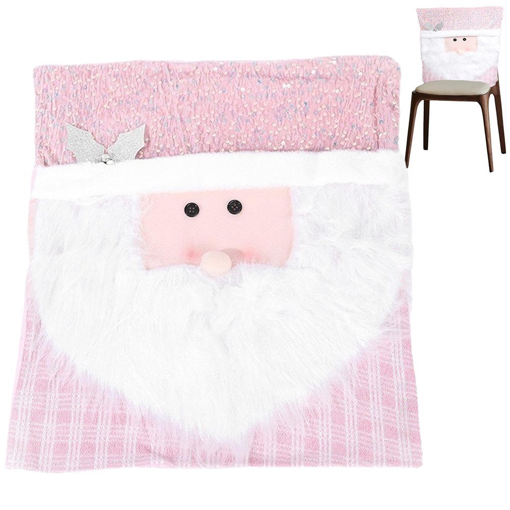 CLTYQ Stuhlhusse Weihnachtliche Stuhlhussen Weihnachtsdekorationen, in Rosa, Stuhlhussen für Esszimmer, niedliche Weihnachtsmann-Stuhlhussen
