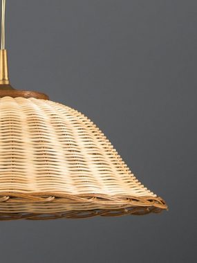 Helios Leuchten Hängeleuchte Rattan, Korblampe, Rattanlampe skandinavischer Stil, Boho Hängelampe, für Küche Esszimmer Wohnzimmer, Deckenlampe hängend Rattan Korb