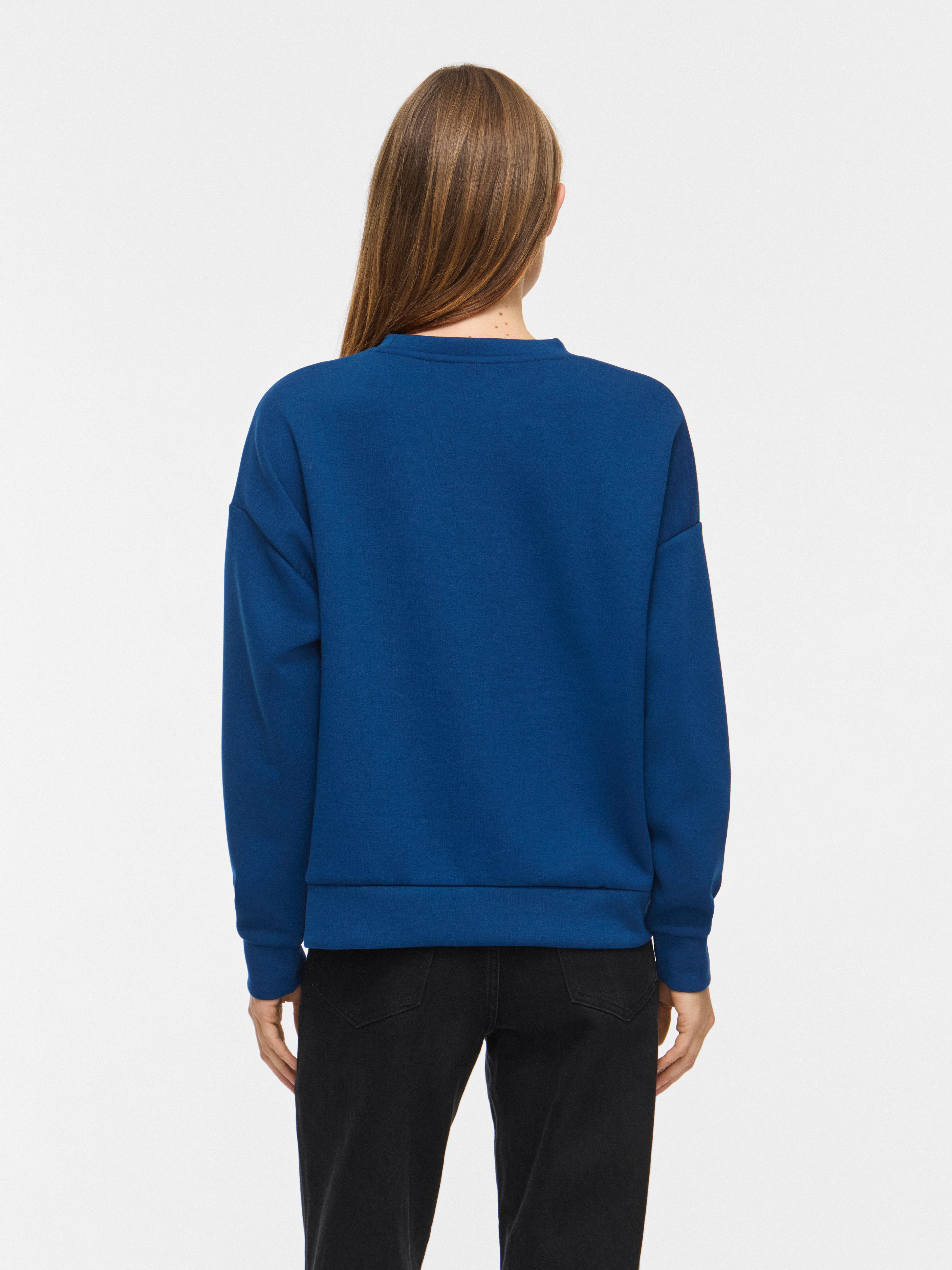 Vila Sweater VIREFLECT MOOD EMB L/S SWEAT TOP/R/3 Materialmix, loose fit – Bild 2 von 5