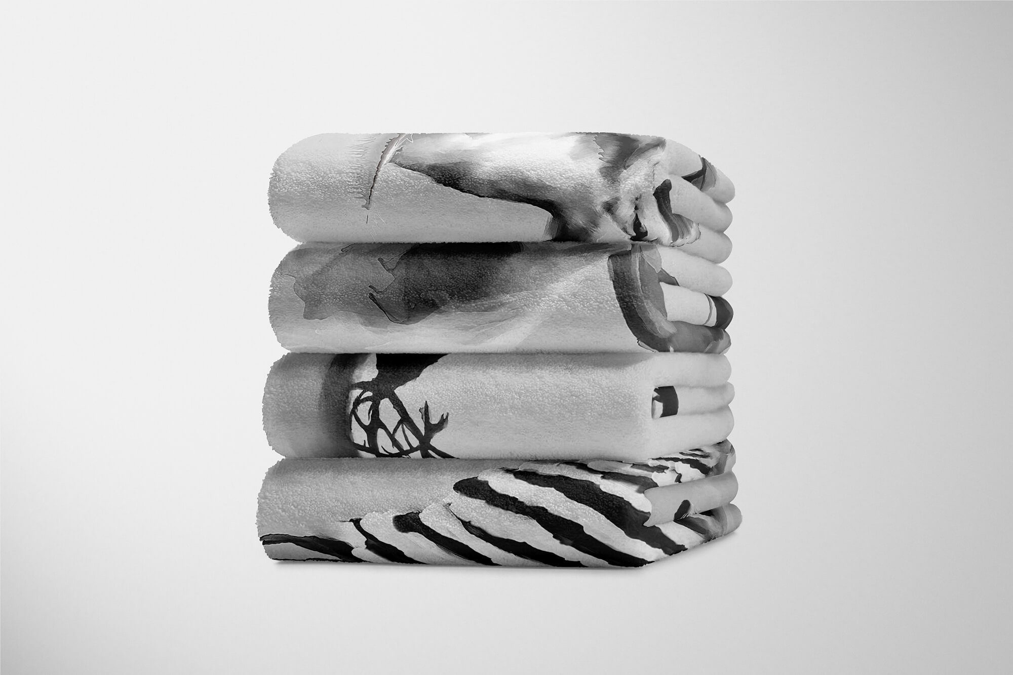 (1-St), Grau Art Kuscheldecke Baumwolle-Polyester-Mix Handtuch Hirsche Motiv, Strandhandtuch Handtücher Handtuch Saunatuch Sinus