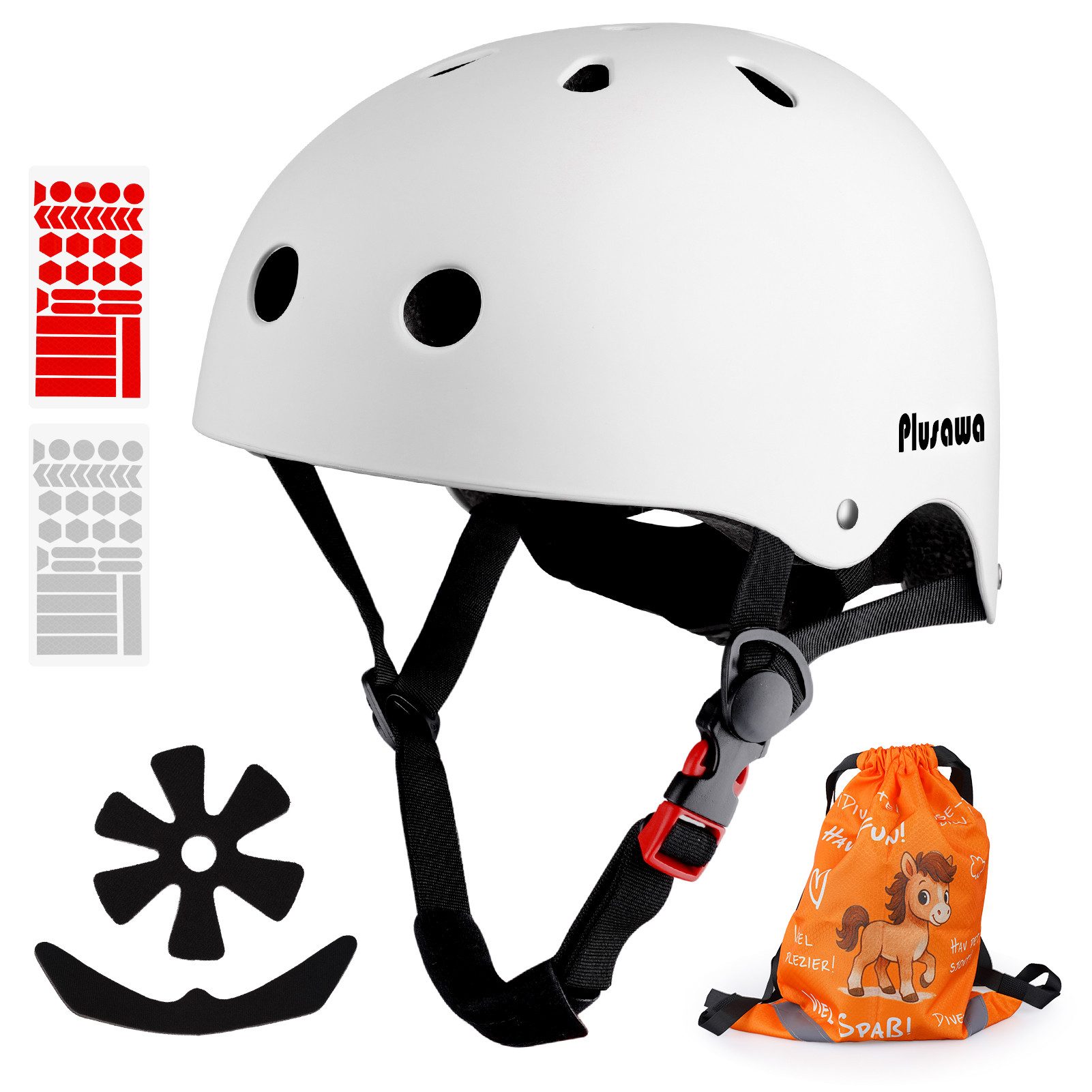 Alsterwell Kinderhelm Kinder Fahrradhelm EN1078 CE Certified, Verstellbarer Kinnriemen, 3D DIY & Reflektierende Aufkleber, Sporthelm für Roller & Inlineskates