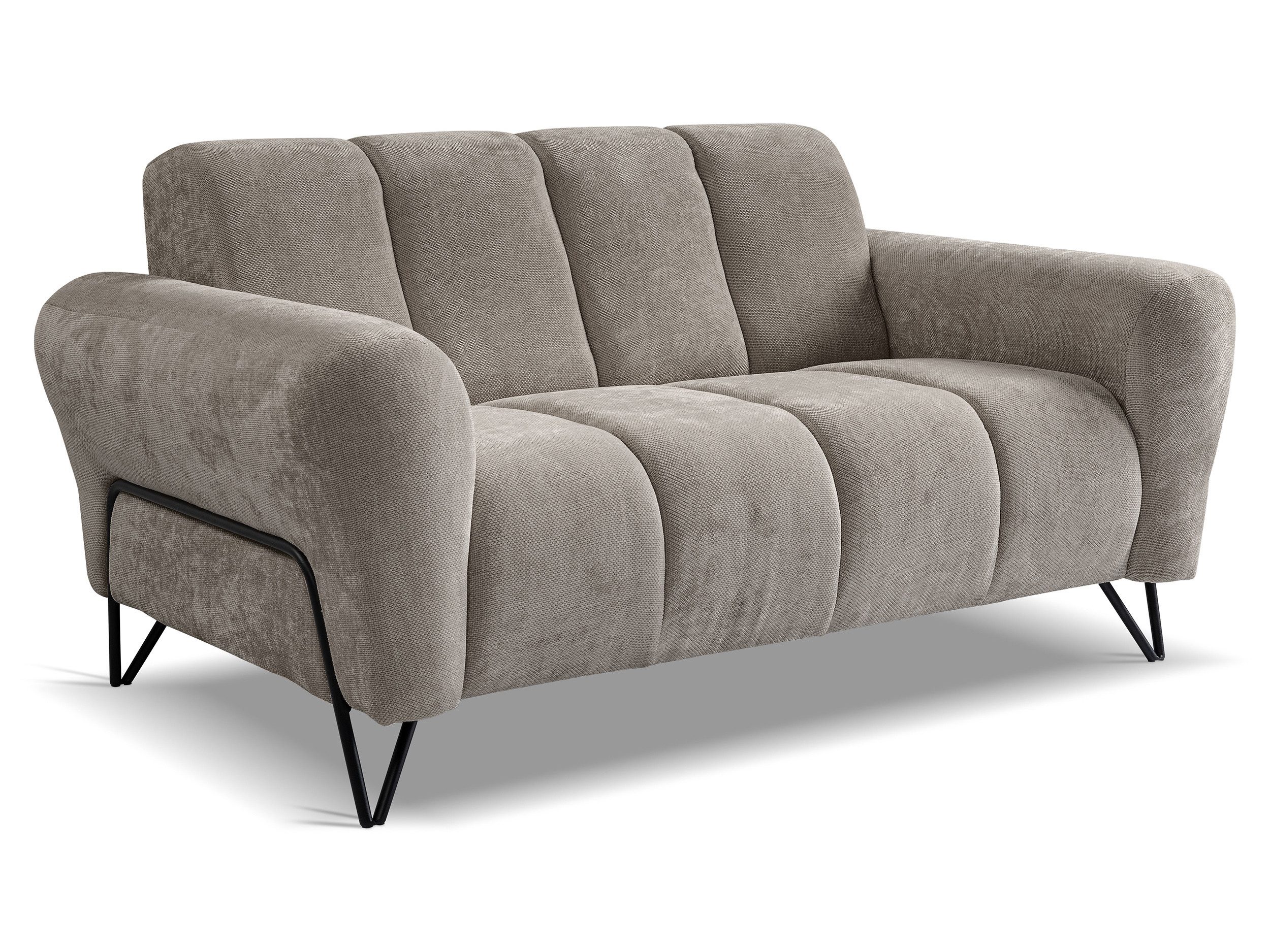 Beautysofa Sofa mit Metallbeine in Schwarz VOLARE, 2-Sitzer, viele Farbvarianten, ohne Schlaffunktion