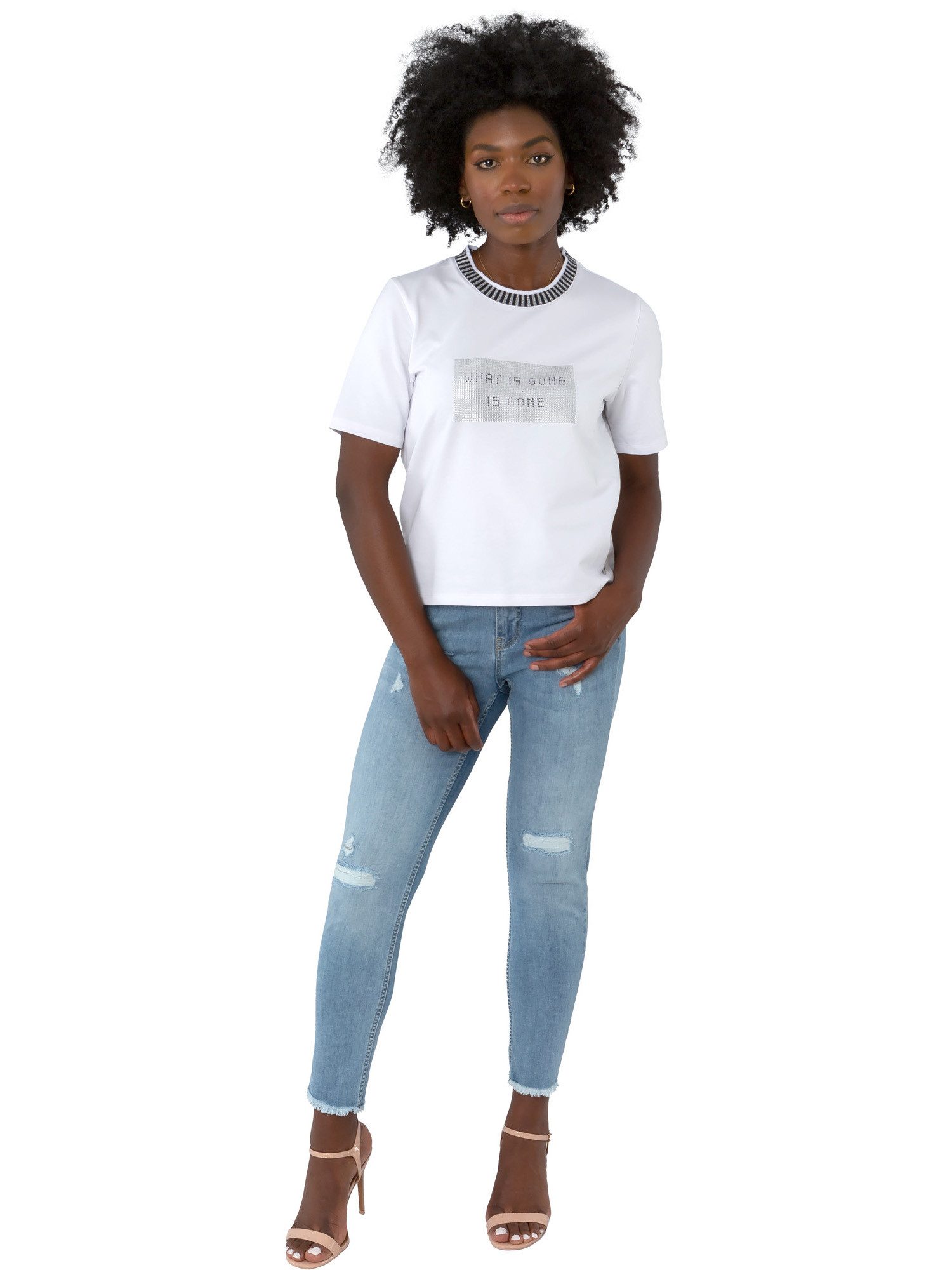 Gio Milano Sweatshirt G30-1102 Kurzarm mit Strassapplikationen aufwendige S günstig online kaufen