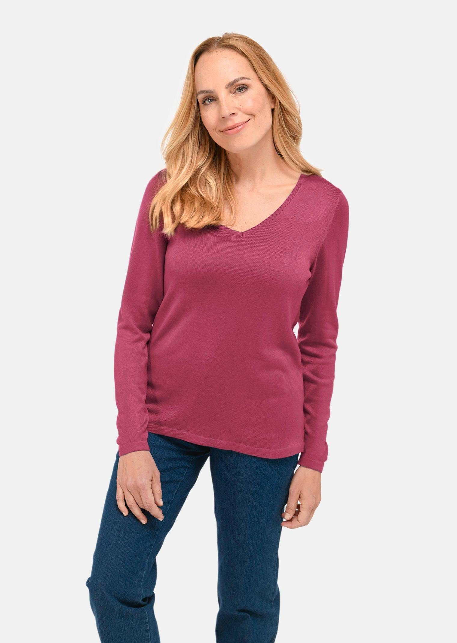 GOLDNER Strickpullover Unkomplizierter Pullover mit V-Ausschnitt günstig online kaufen
