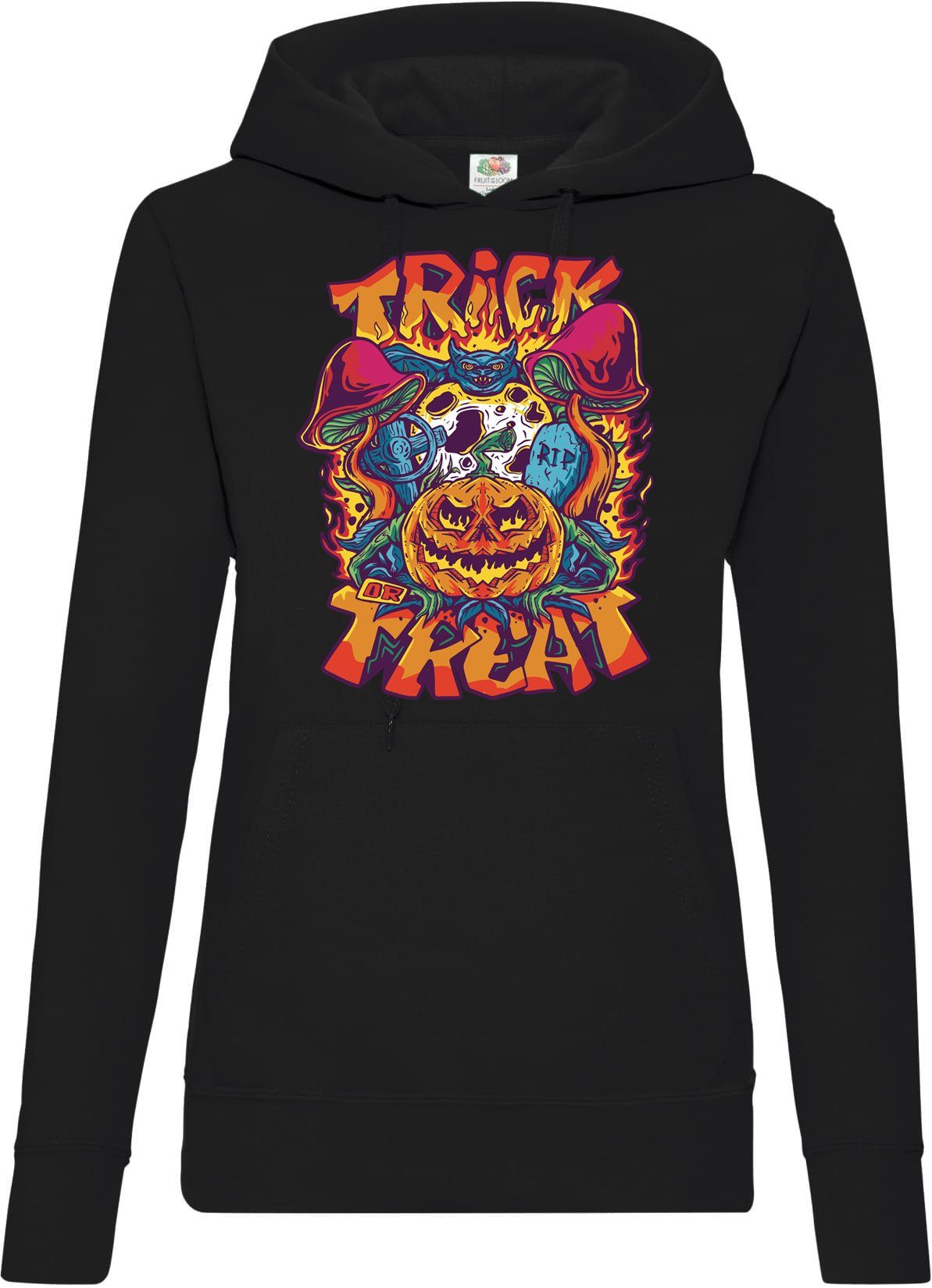 Youth Designz Kapuzenpullover Halloween Damen Hoodie Horror Trick or Treat Pilz Fun-Look Пуловери mit Trendigem Frontdruck