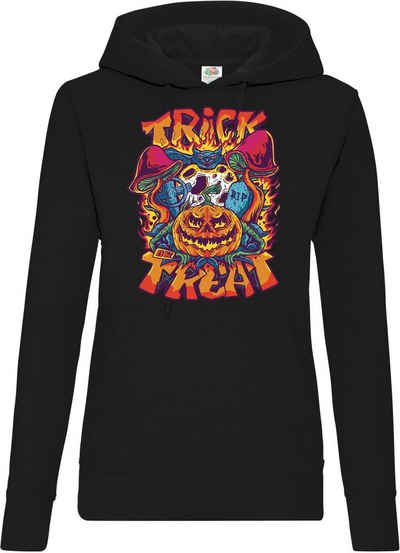 Youth Designz Kapuzenpullover Halloween Damen Hoodie Horror Trick or Treat Pilz Fun-Look Pullover mit Trendigem Frontdruck