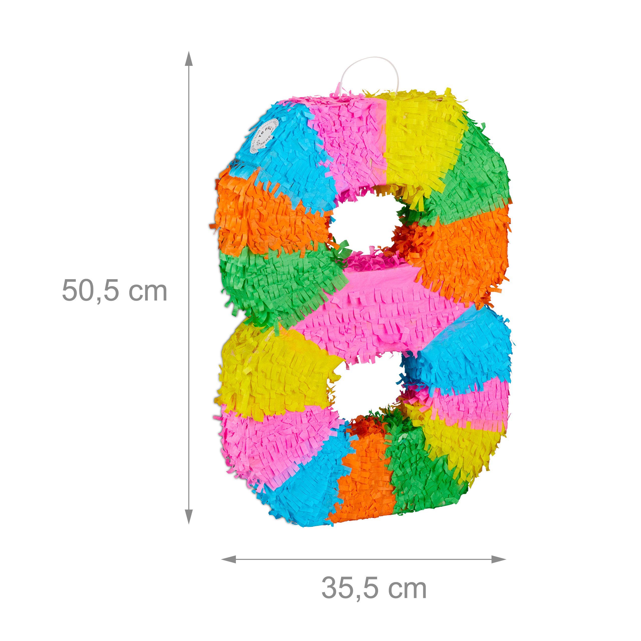 Rosa 8 Aufblasbares Partyzubehör Grün Zahl, Orange Geburtstag Pinata relaxdays