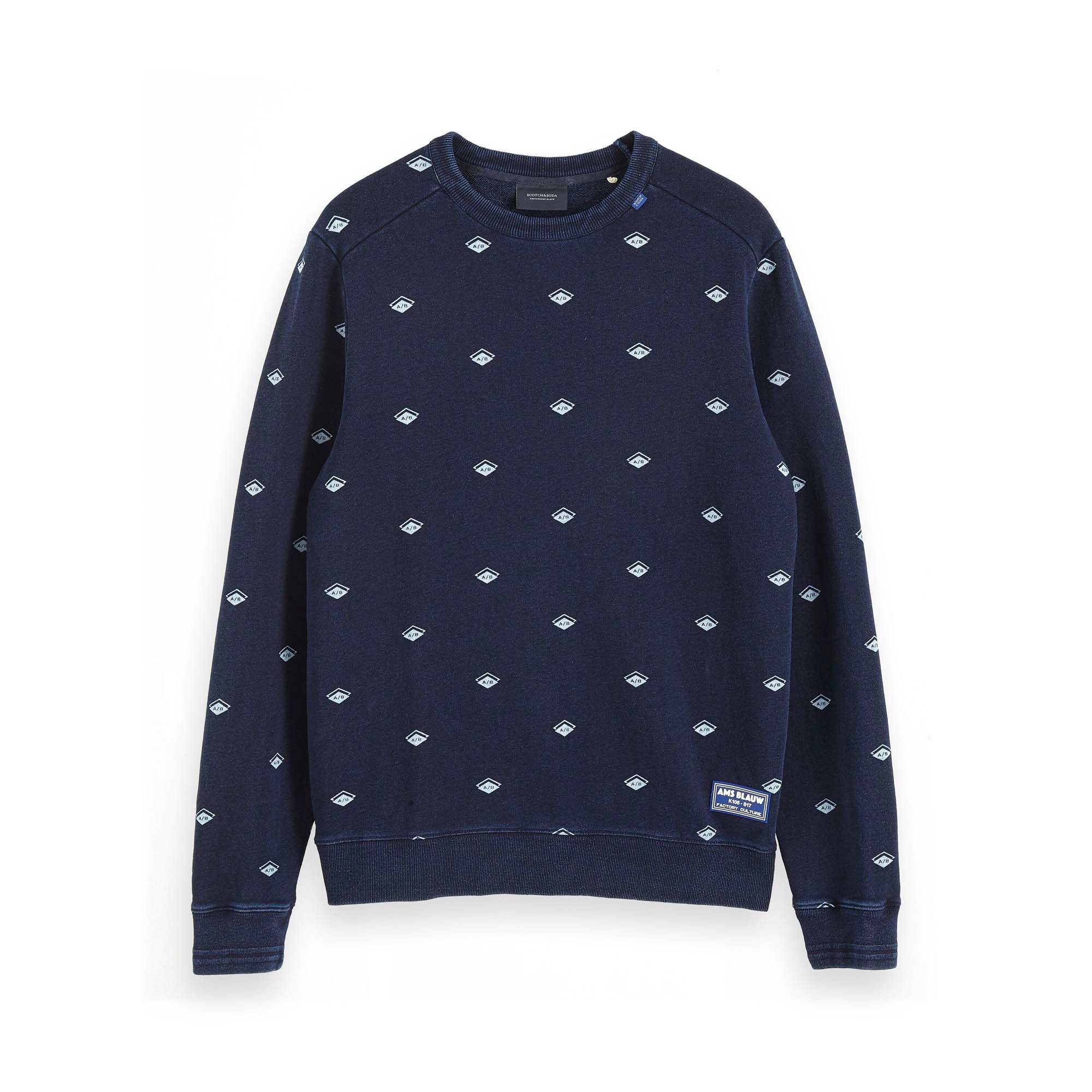 Fleecepullover Scotch & Soda Herren Sweatshirt Crewneck Allover Print 153574
