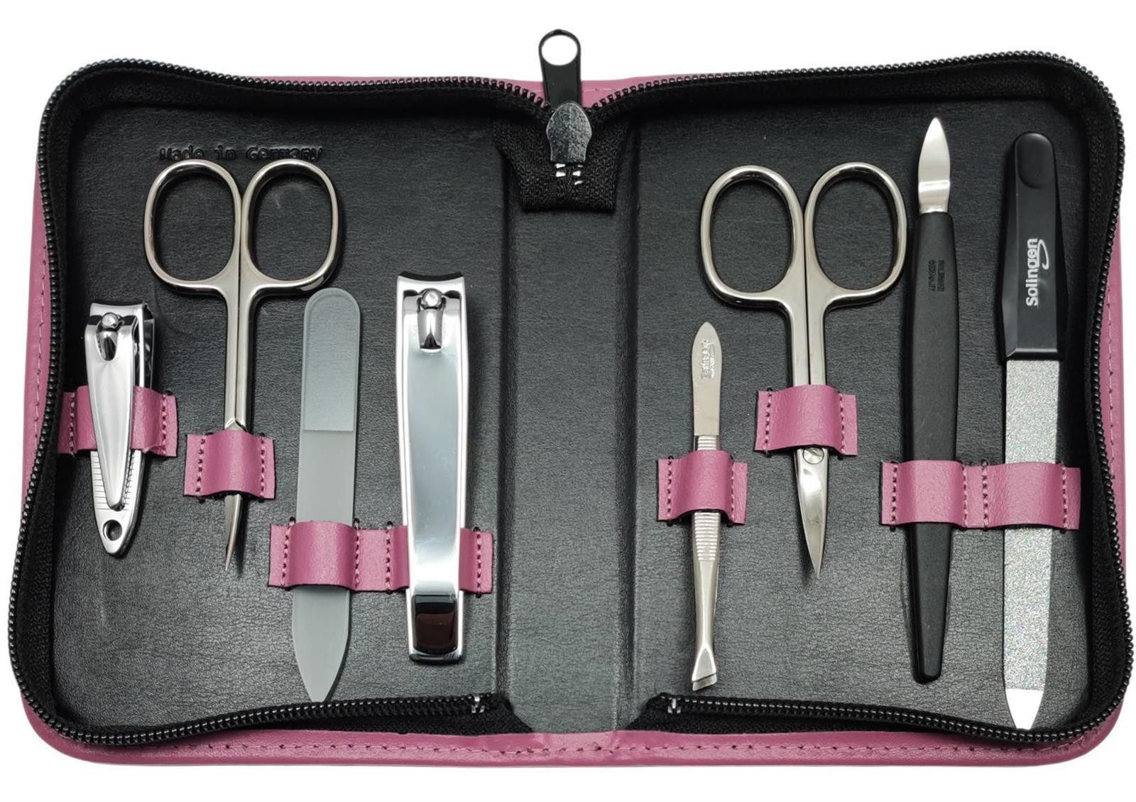 EloModa Maniküre-Kosmetik-Etui 8-teiliges Maniküre-Set Echtleder Etui · Solingen Instrumente · Made, 8 tlg., Made in Germany