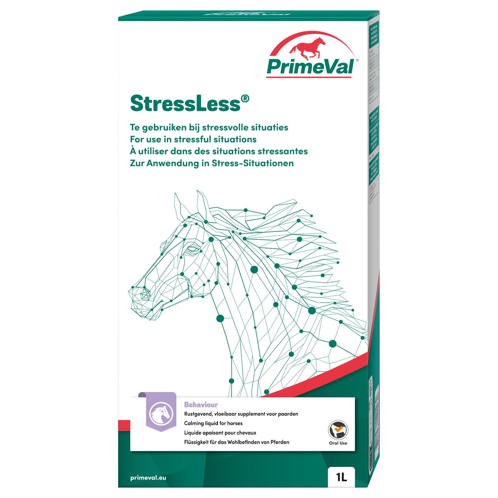 PrimeVal Stressless Liquid für Pferde, beruhigendes Ergänzungsfuttermittel f...