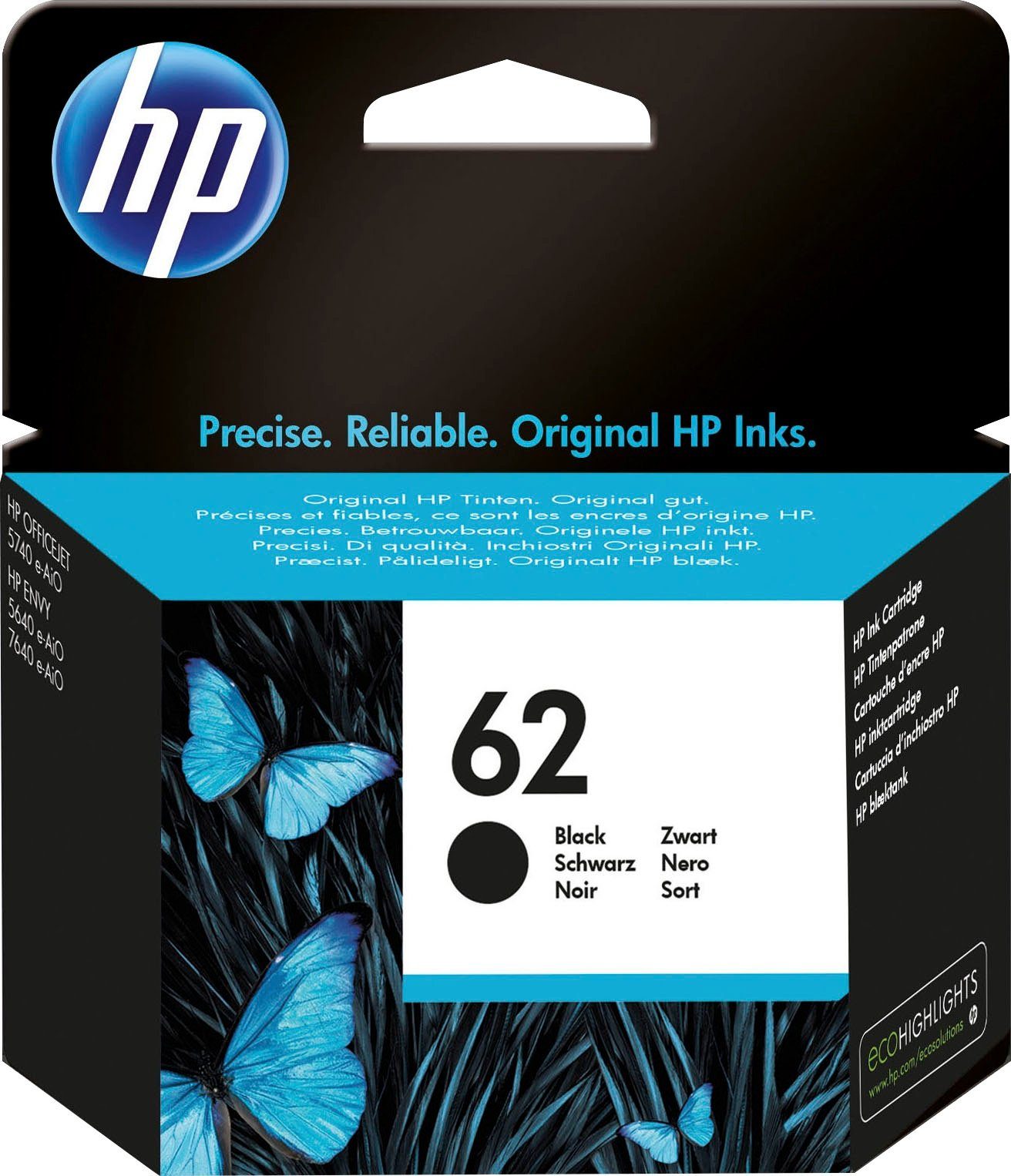 HP 62 (C2P04AE) Tintenpatrone (original Druckerpatrone 62 schwarz)