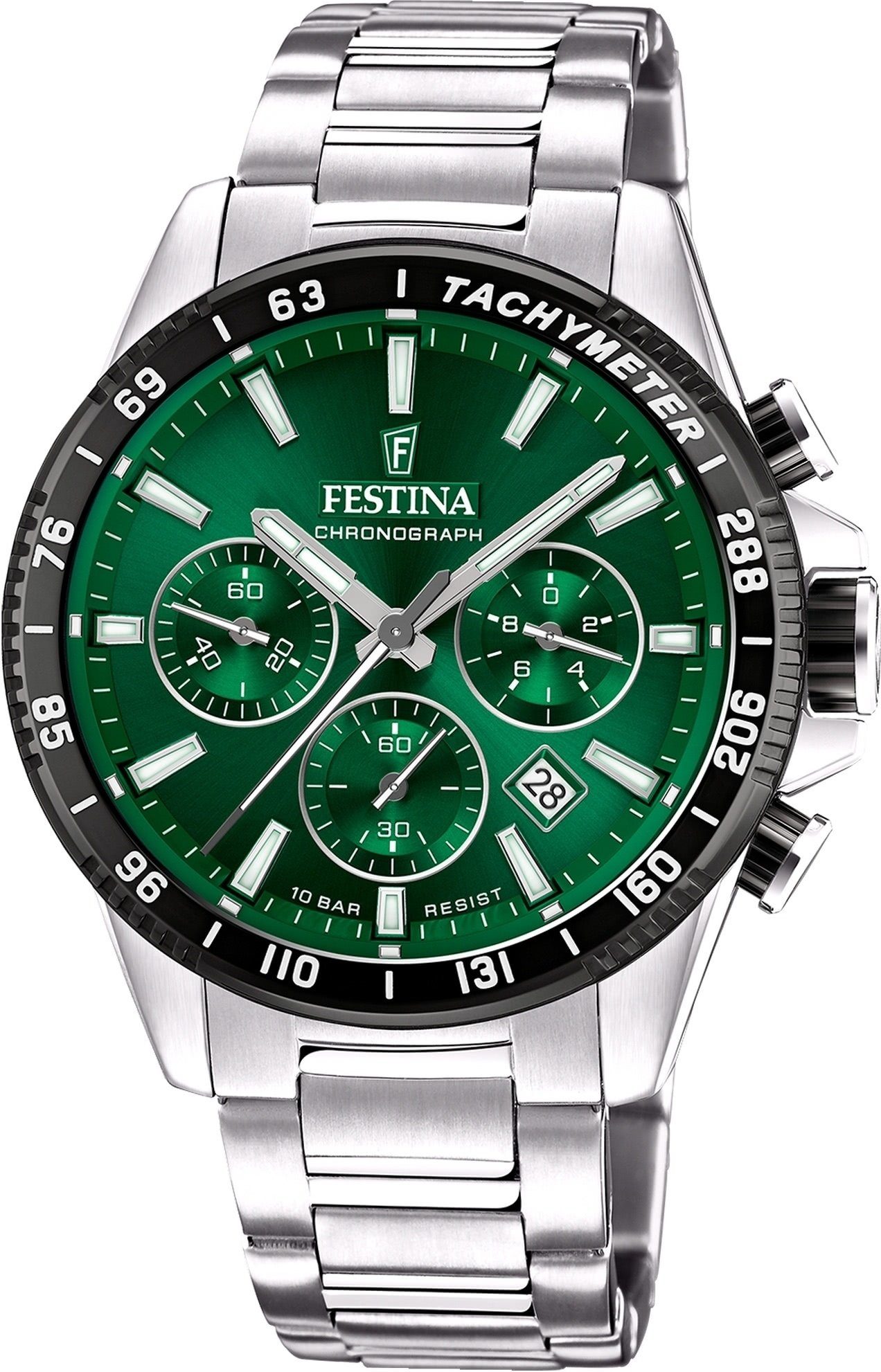 Festina Quarzuhr Festina Herrenuhr Timeless Chronograph, (Analoguhr), Herren Armbanduhr rund, Edelstahlarmband silber, Elegant