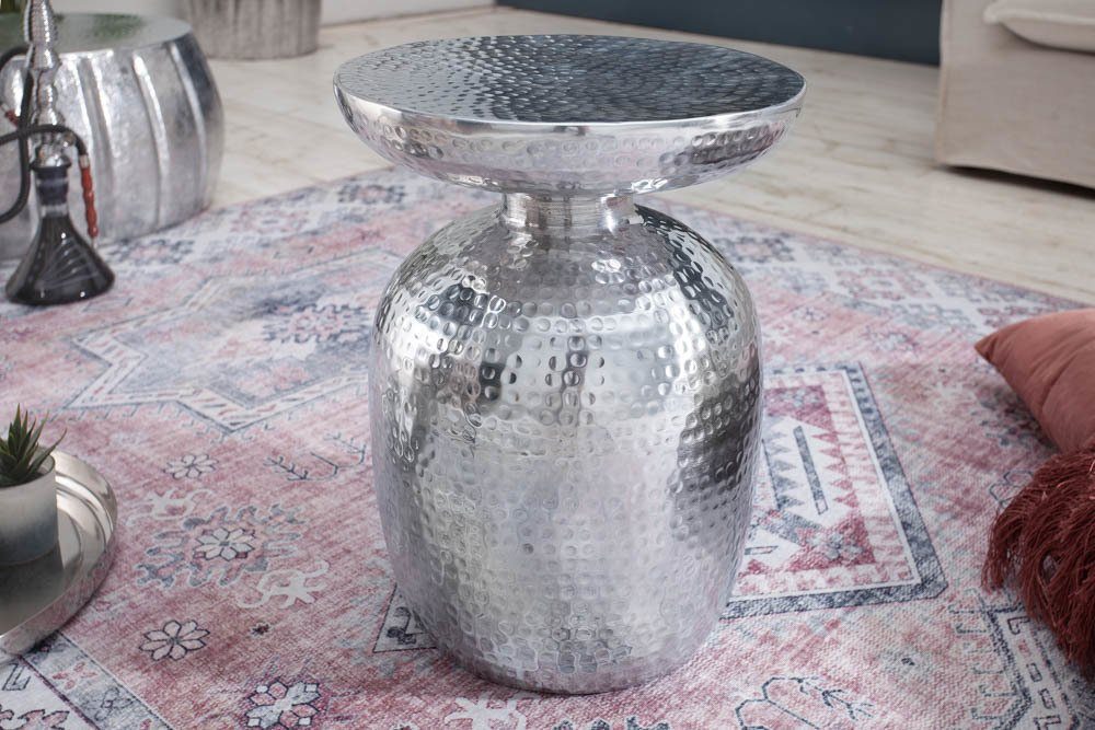 riess-ambiente Beistelltisch ORIENT Ø40cm silber (Einzelartikel, 1-St), Hammerschlag Design · Metall · Handarbeit · orientalischer Stil