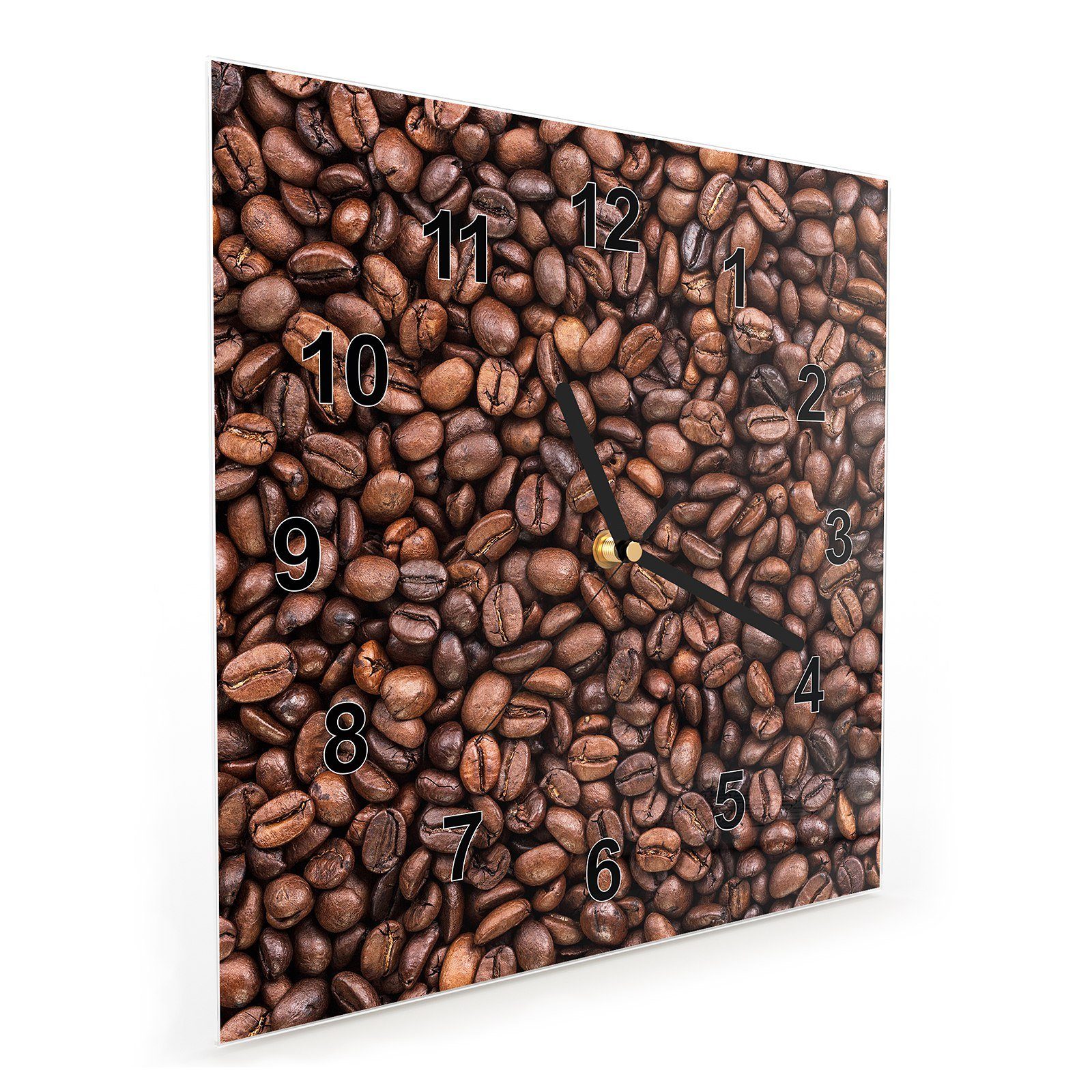 Primedeco Wanduhr Glasuhr Wanduhr Wandkunst x aus cm Motiv 30 30 mit Kaffeebohnen Meer Größe