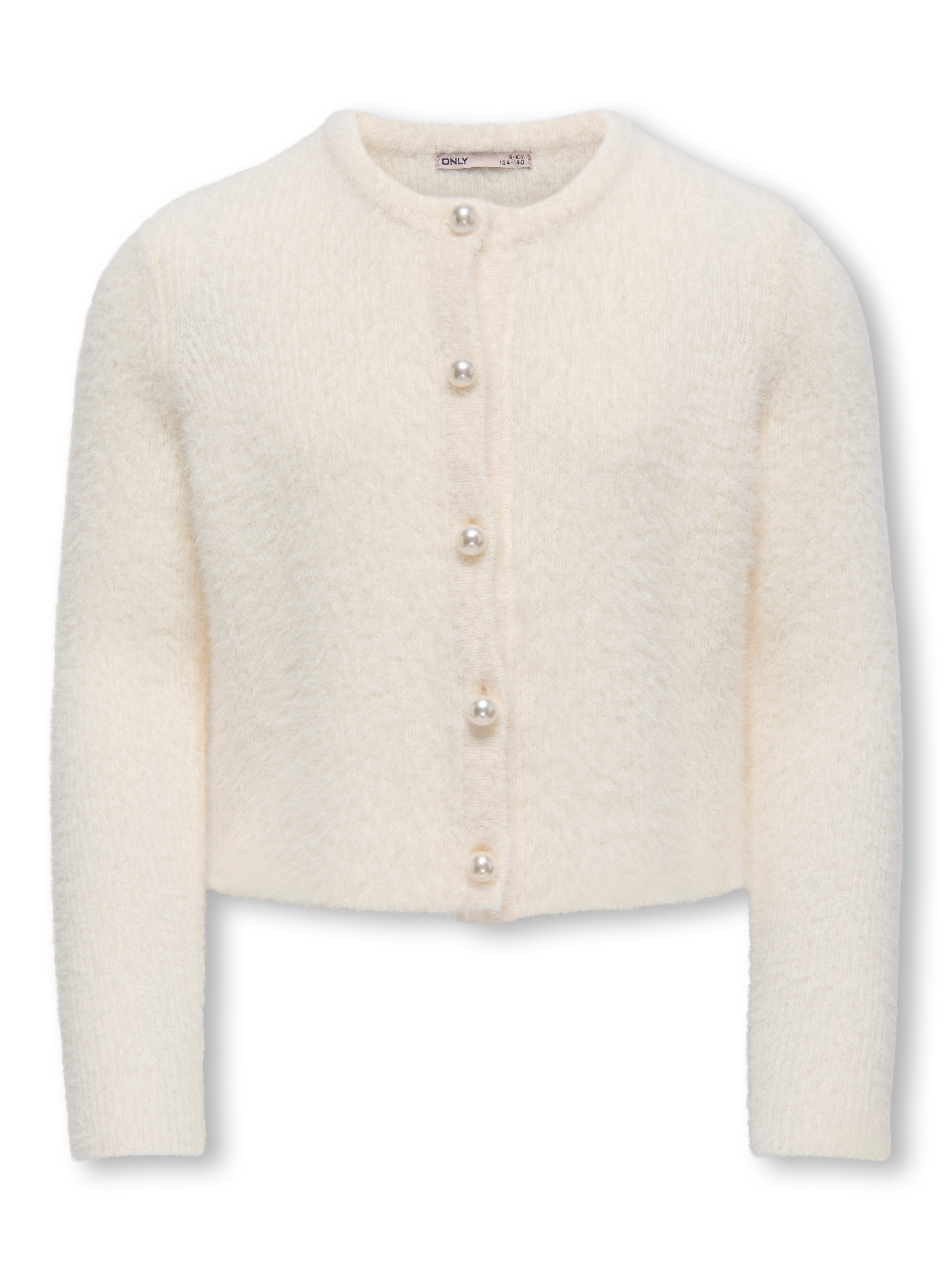 KIDS ONLY Strickjacke KOGPIUMO PETRA PEARL O-NECK CAR KNT NOOS mit Zierperlenknöpfen