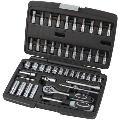 WGB BASIC PLUS Stecknüsse 1/4" Steckschlüssel-Garnitur, Set, 47-St., Chrom-Vanadium Stahl, im Kunststoffkoffer