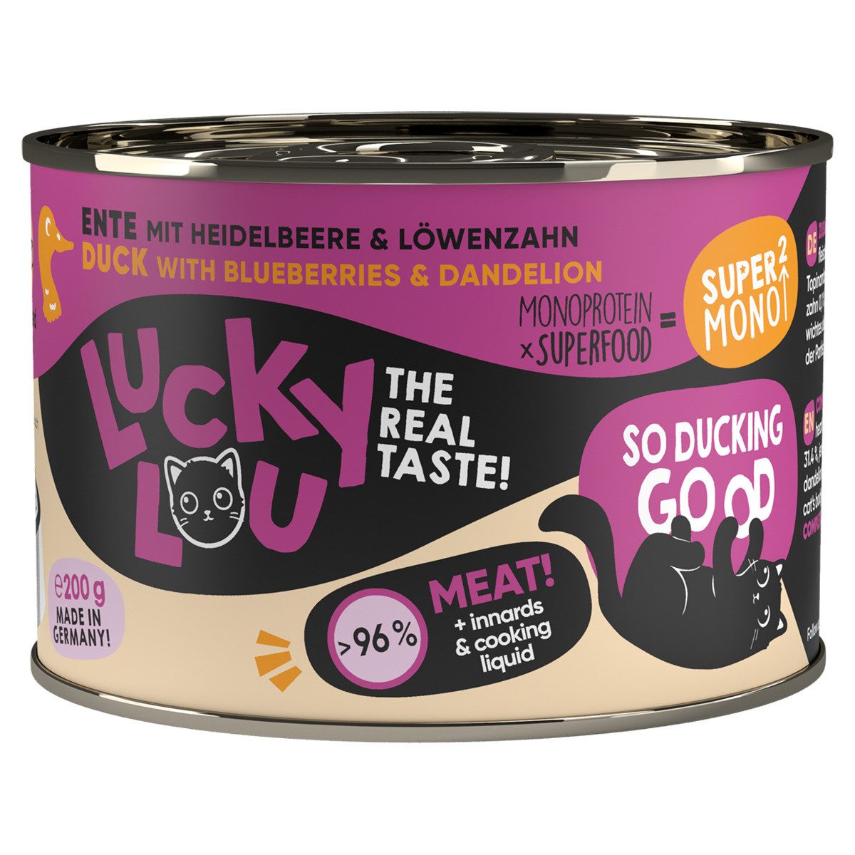 Lucky Lou SuperMono Ente 200 g, Nassfutter für: Katze