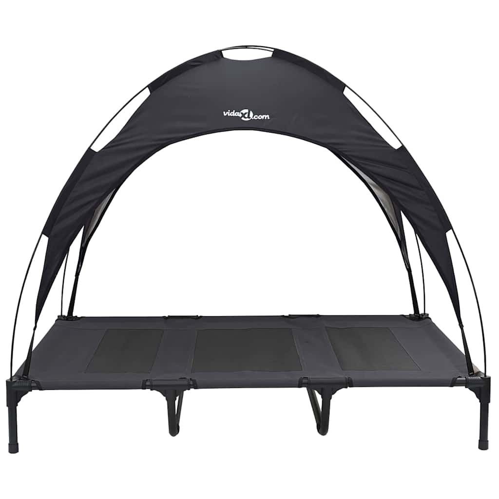 vidaXL Hundekorb 122 x 93 x 106,5 cm Erhöhtes Hundebett mit abnehmbarem Dach Schwarz XL