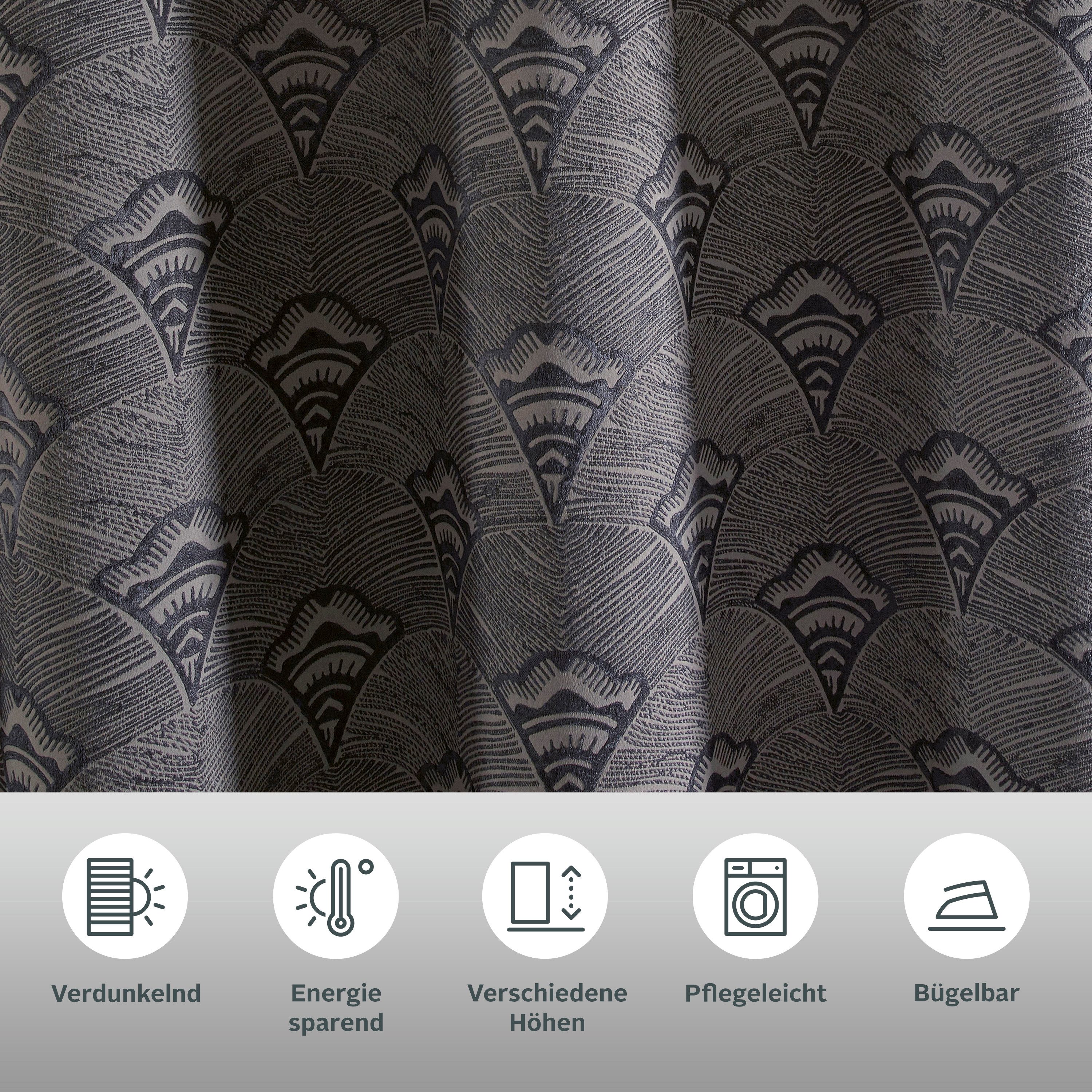 Bruno Banani Verdunkelungsvorhang Alessio (1 St), Ösen, verdunkelnd, Elegantes Muster, Jacquard, verdunkelnder Vorhang, blickdicht, modern