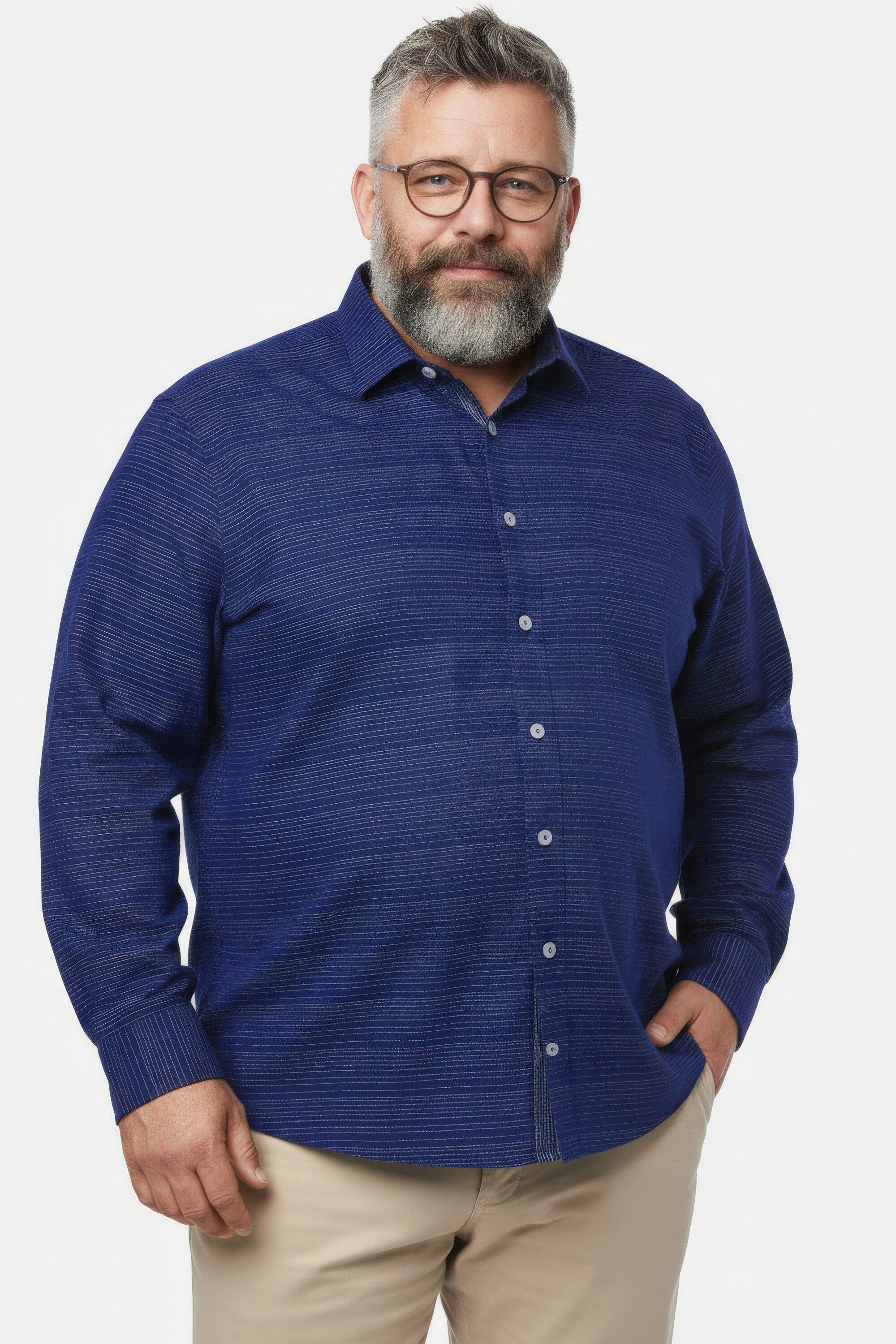 Men Plus Businesshemd Hemd Langarm Kentkragen Struktur Comfort Fit