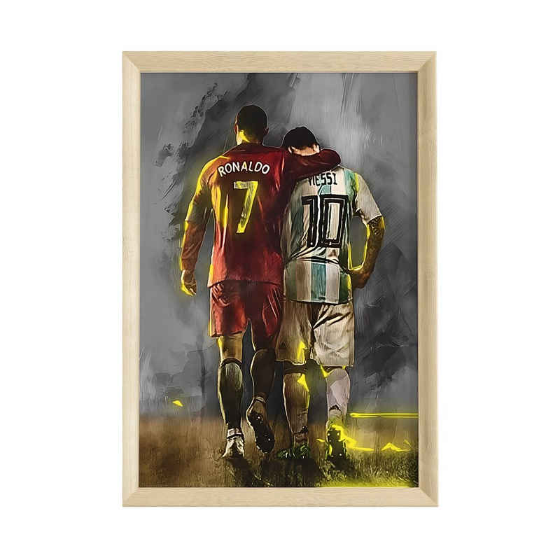 JUSTGOODMOOD Poster Premium ® Ronaldo & Messi Freunde Fußball Poster · ohne Rahmen