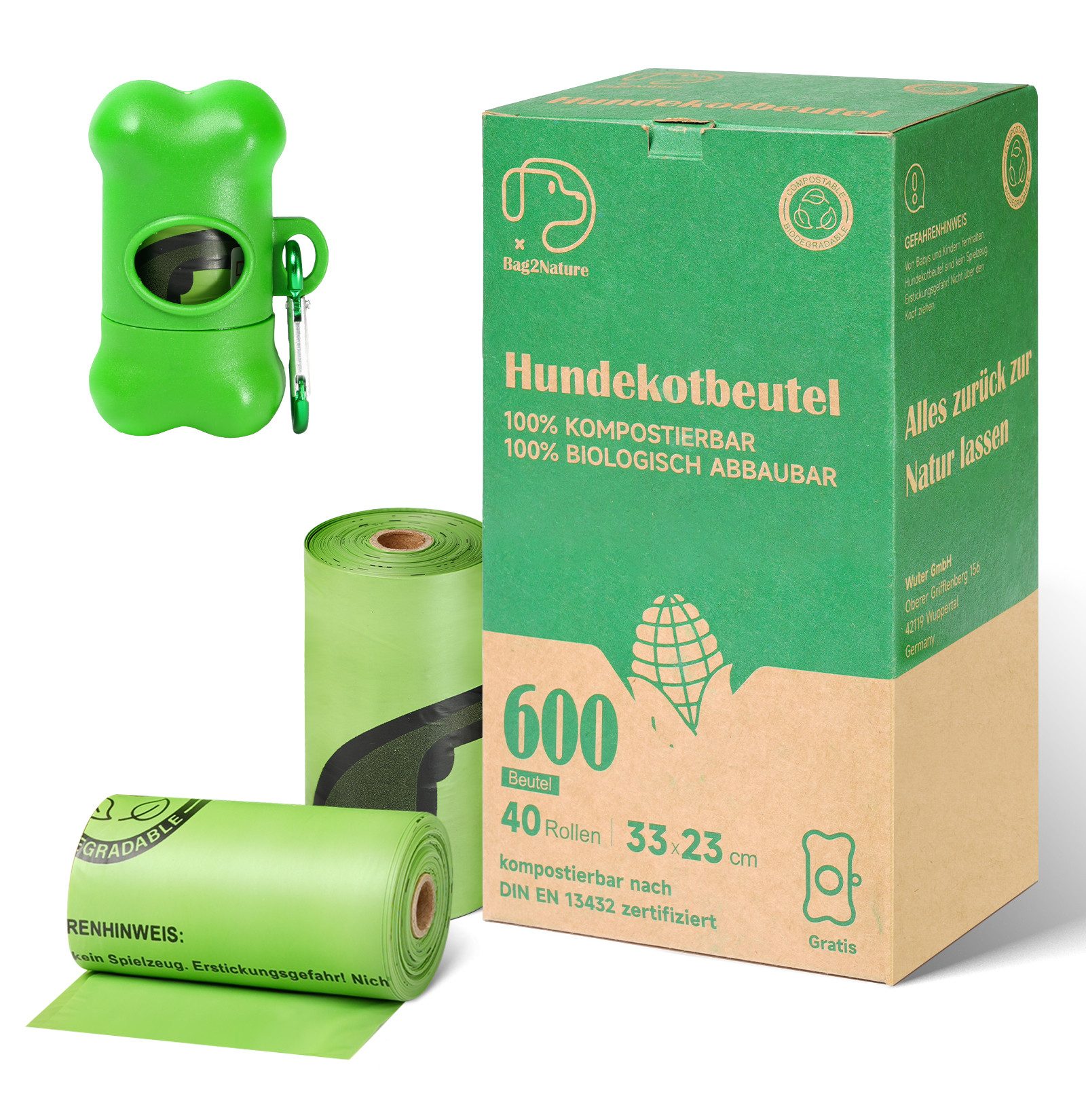Bundviel Hundekotbeutel 600 Stück Hundekotbeutel,100% Hundekotbeutel biologisch abbaubar