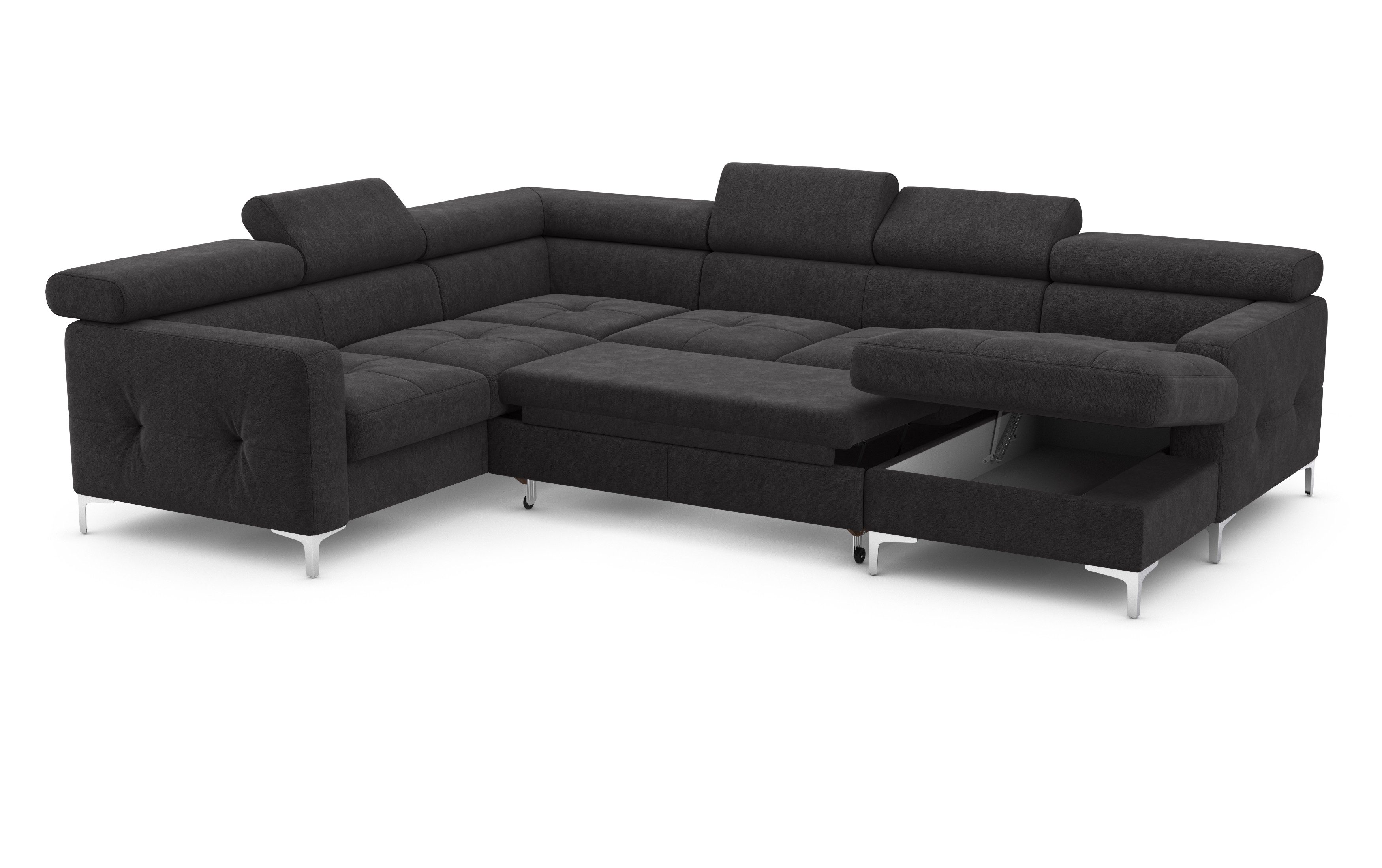 COTTA Wohnlandschaft Sammy, mit Schlaffunktion, Bettkasten und verstellbare Kopflehnen