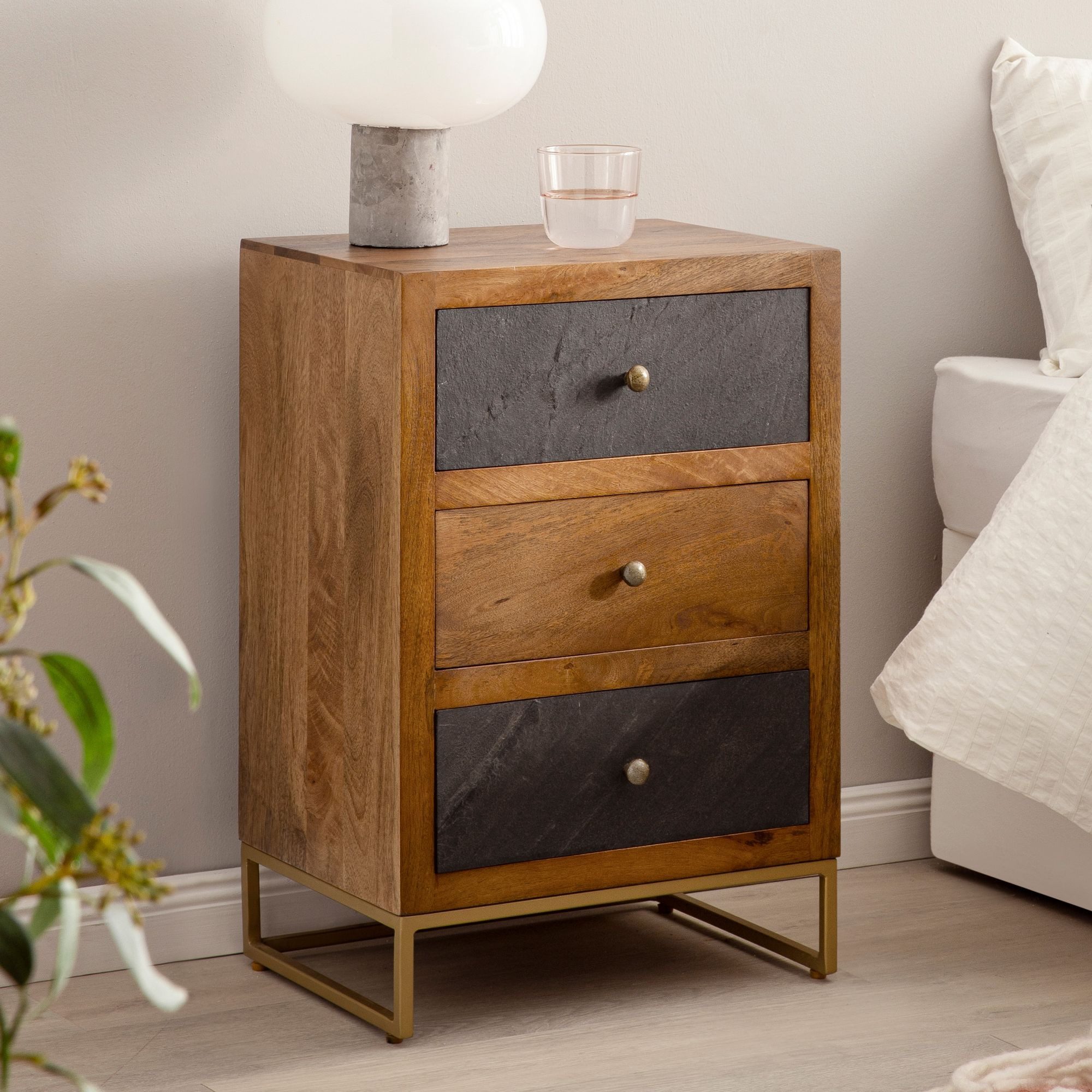 FINEBUY Nachttisch FB55614 (Mango Massivholz / günstig online kaufen