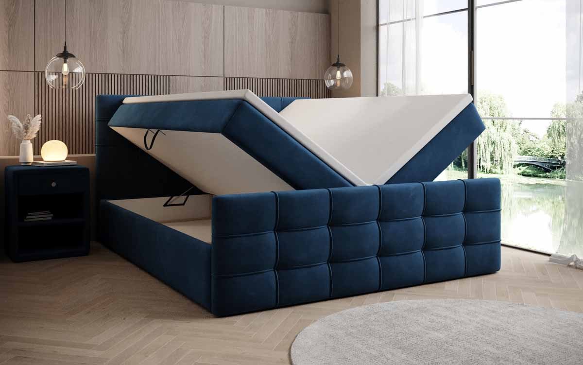 Luxusbetten24 Boxspringbett Luxor in Samt, mit Stauraum